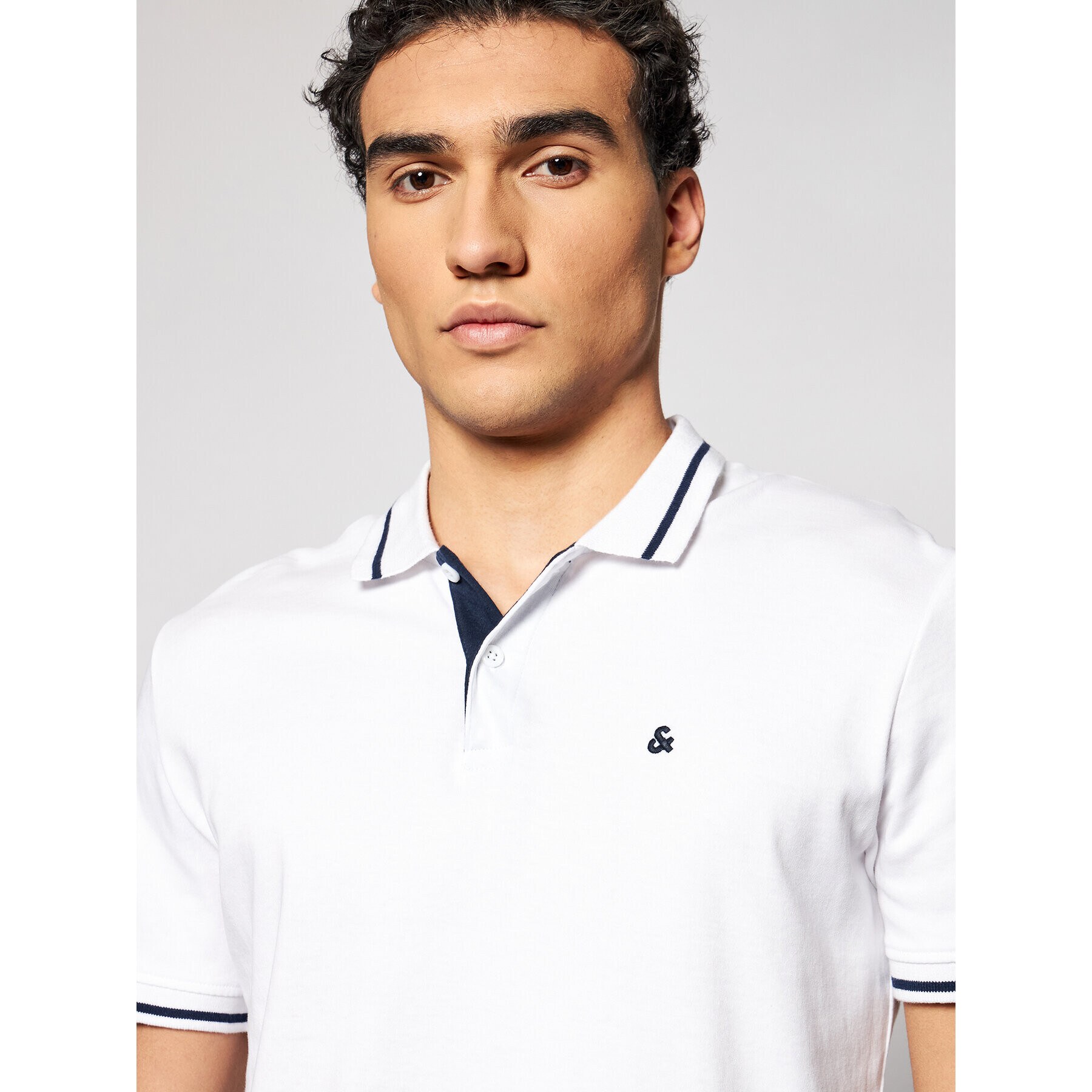 Jack&Jones Tricou polo Jersey 12180891 Alb Regular Fit - Pled.ro