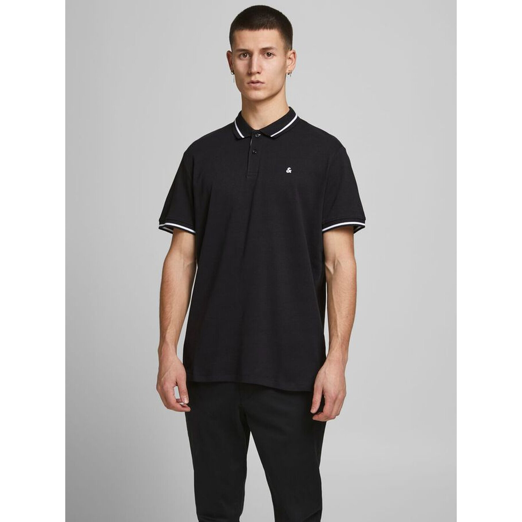 Jack&Jones Tricou polo Jersey 12180891 Negru Regular Fit - Pled.ro