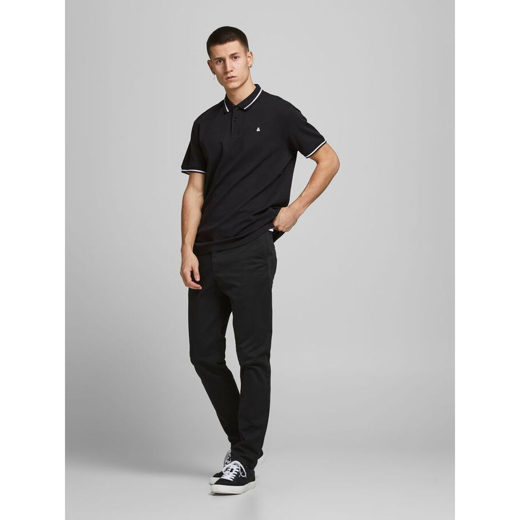 Jack&Jones Tricou polo Jersey 12180891 Negru Regular Fit - Pled.ro