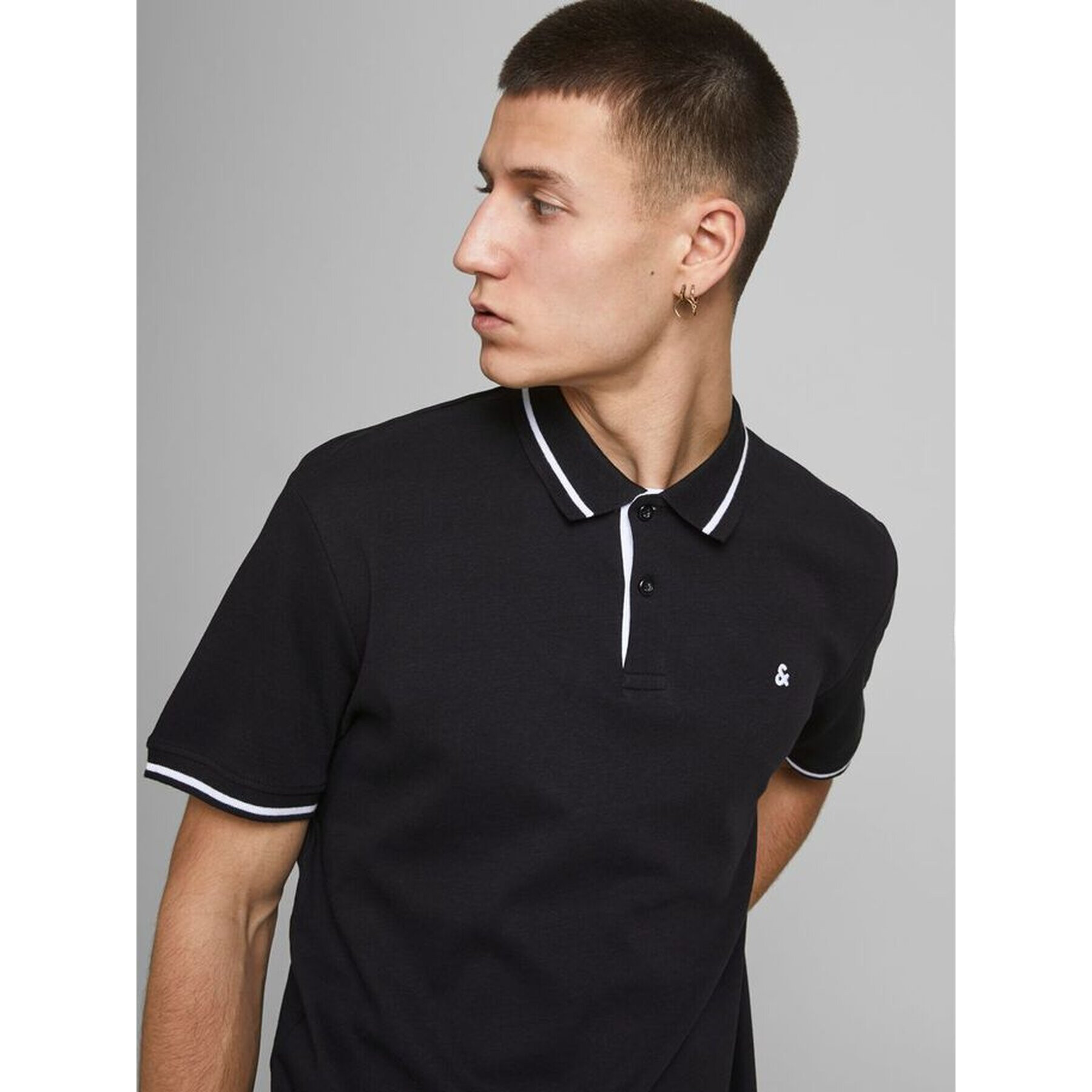 Jack&Jones Tricou polo Jersey 12180891 Negru Regular Fit - Pled.ro