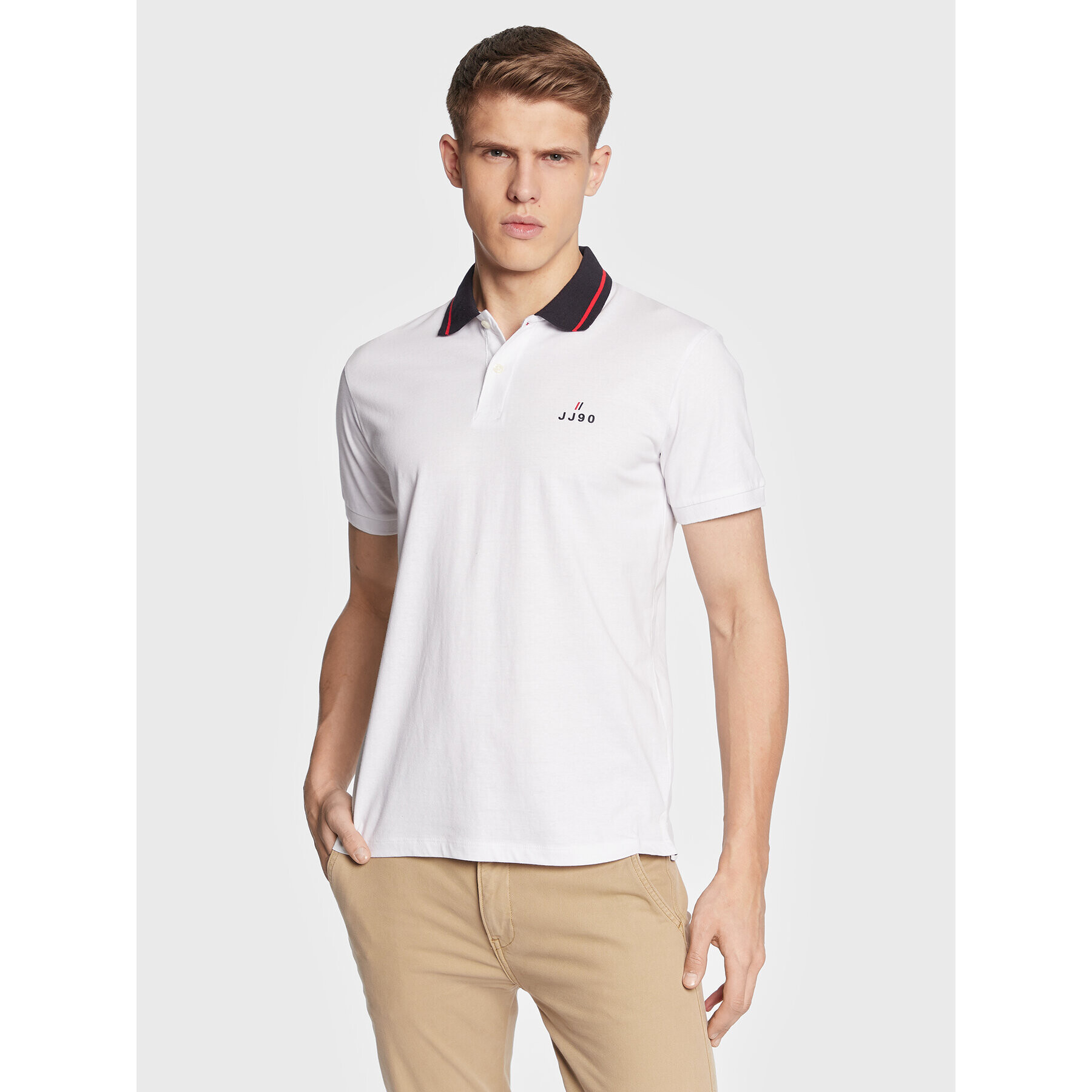 Jack&Jones Tricou polo Joe 12221190 Alb Regular Fit - Pled.ro