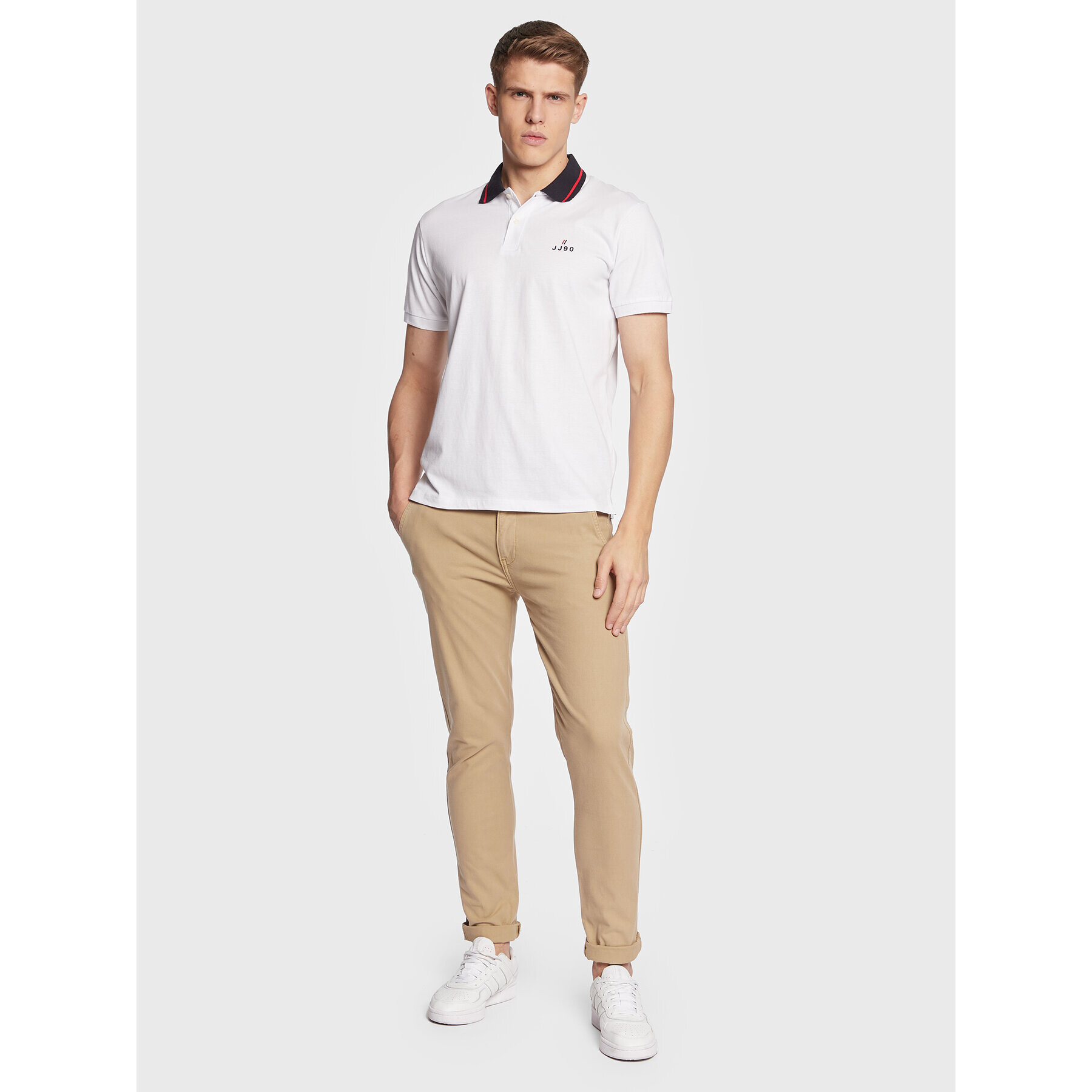 Jack&Jones Tricou polo Joe 12221190 Alb Regular Fit - Pled.ro