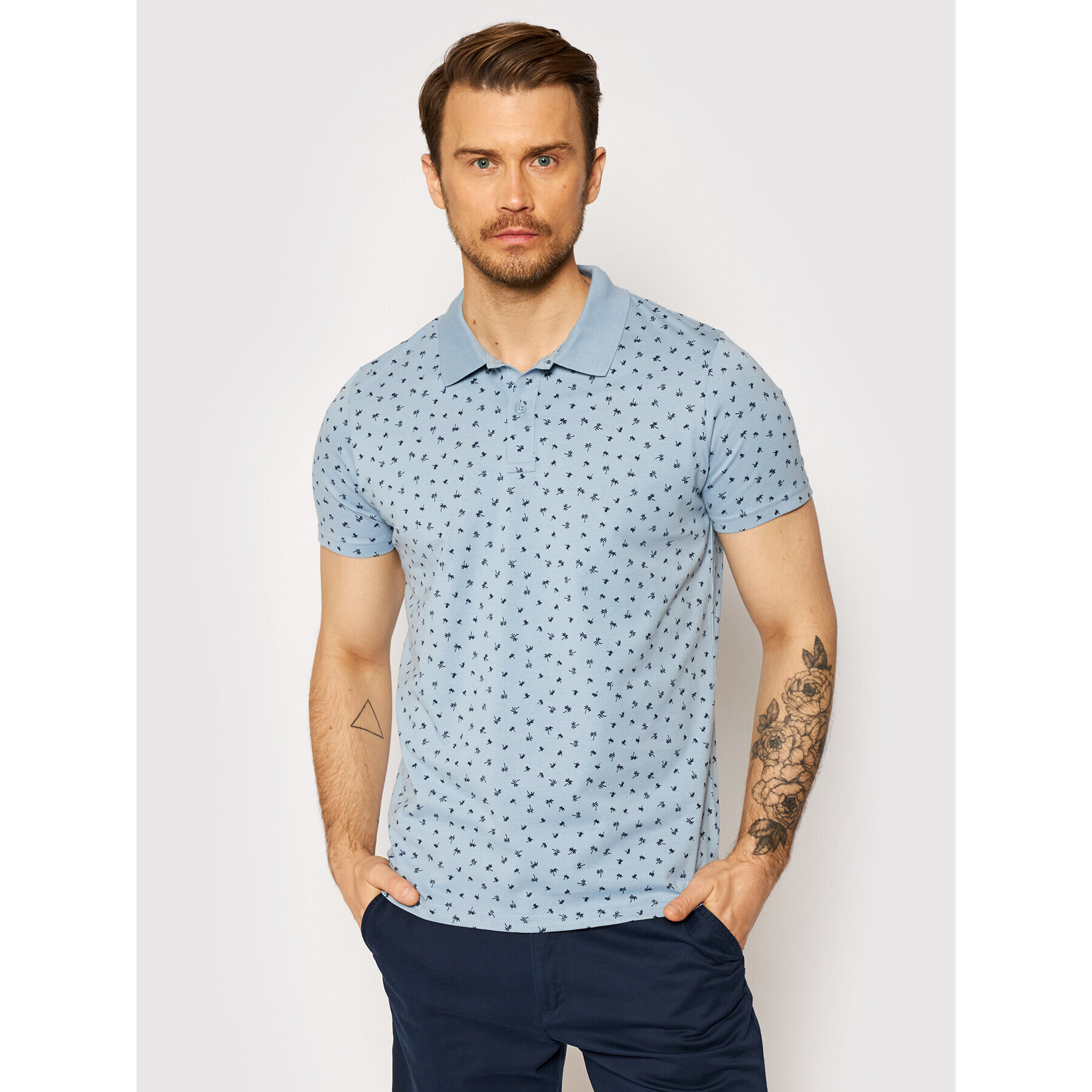 Jack&Jones Tricou polo Minimal 12182881 Albastru Regular Fit - Pled.ro