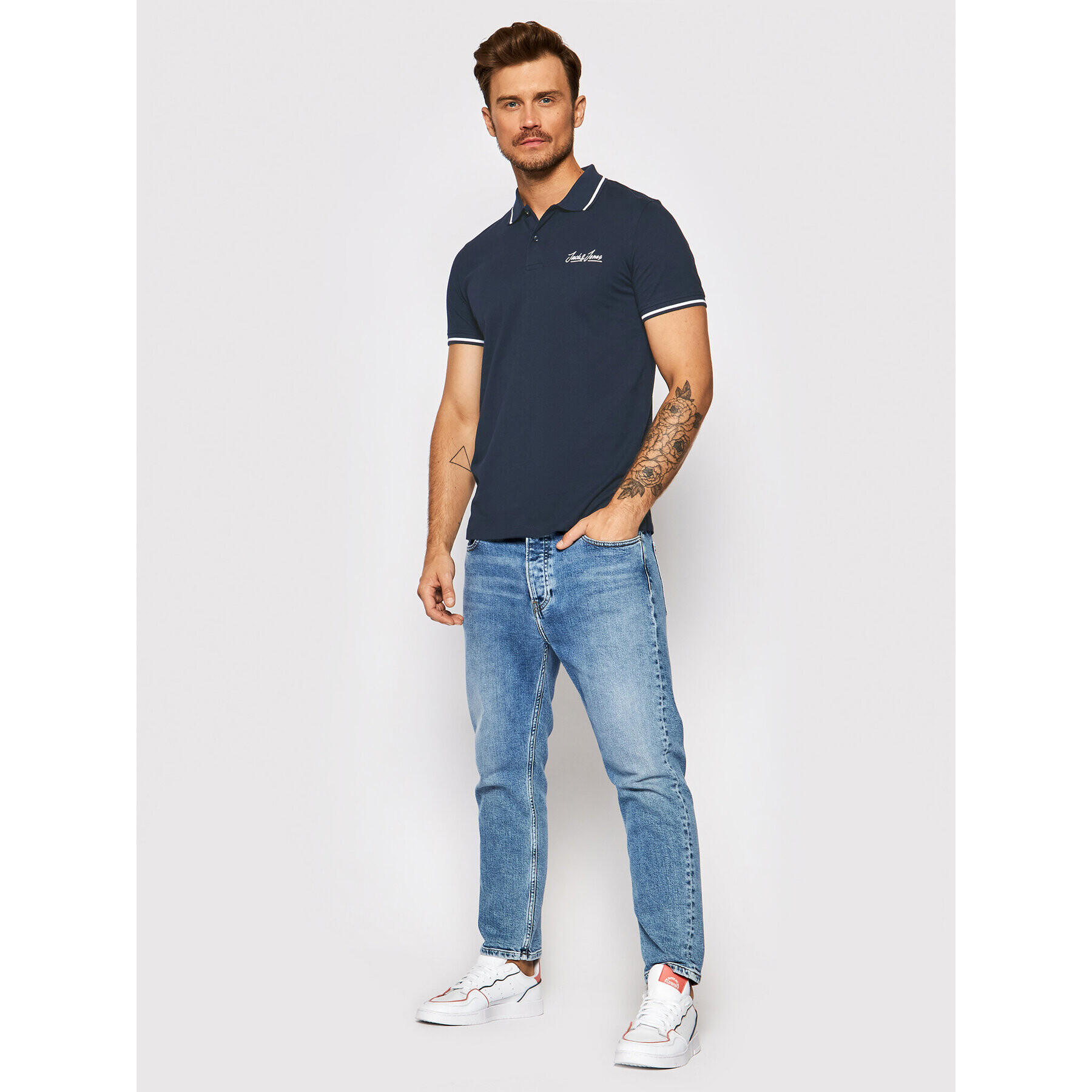 Jack&Jones Tricou polo Tons 12186778 Bleumarin Regular Fit - Pled.ro