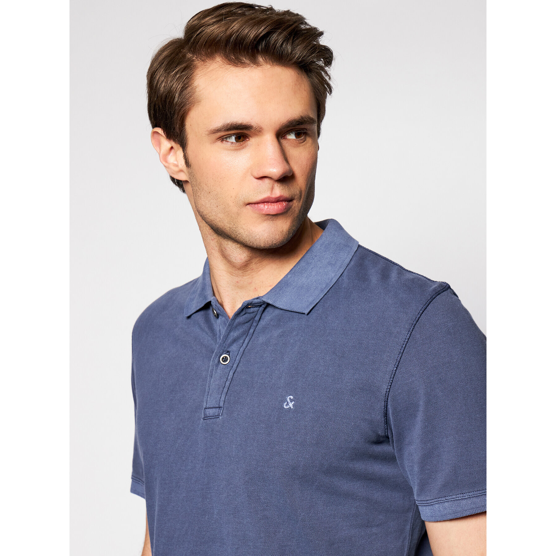 Jack&Jones Tricou polo Washed Polo 12180890 Bleumarin Slim Fit - Pled.ro