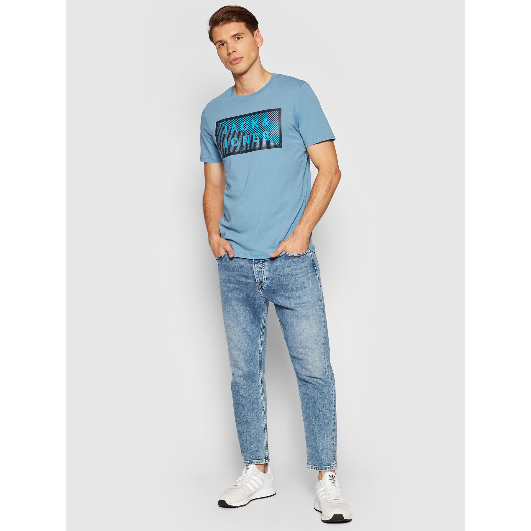 Jack&Jones Tricou Shawn 12185035 Albastru Slim Fit - Pled.ro