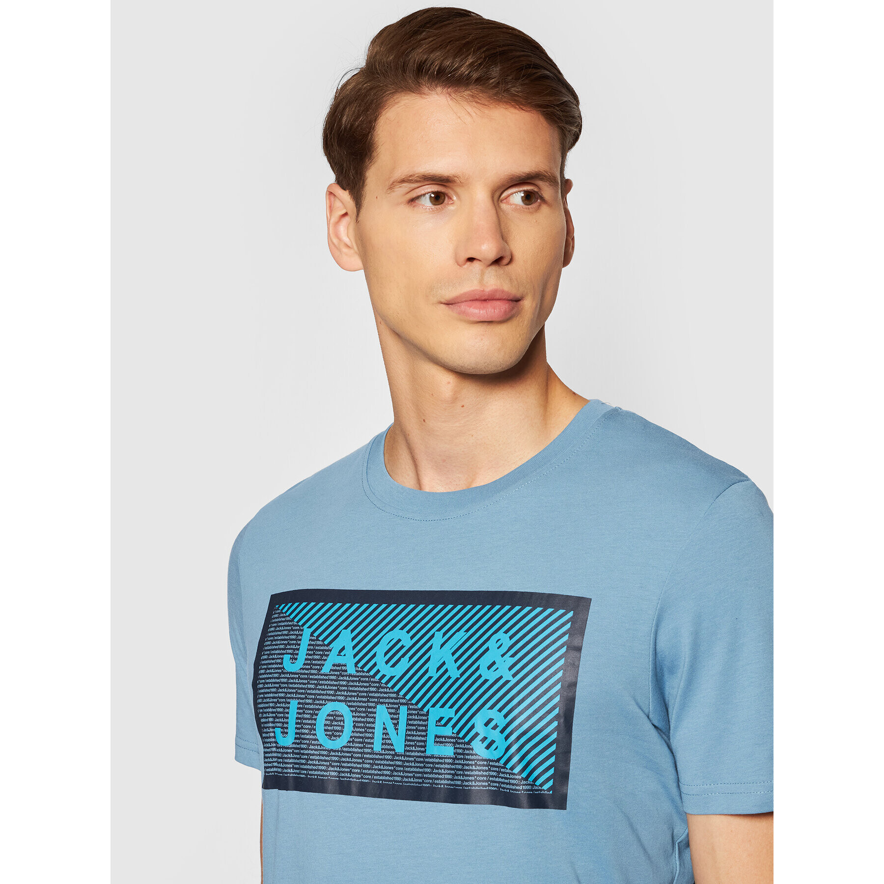 Jack&Jones Tricou Shawn 12185035 Albastru Slim Fit - Pled.ro