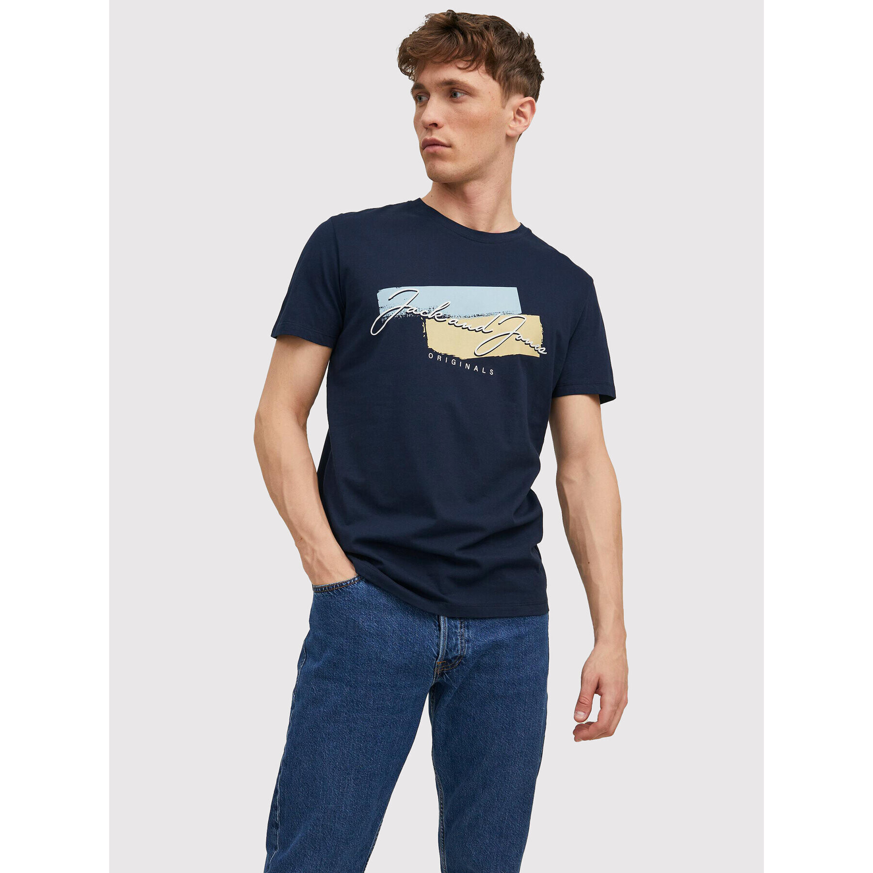 Jack&Jones Tricou Sunset 12210140 Bleumarin Regular Fit - Pled.ro