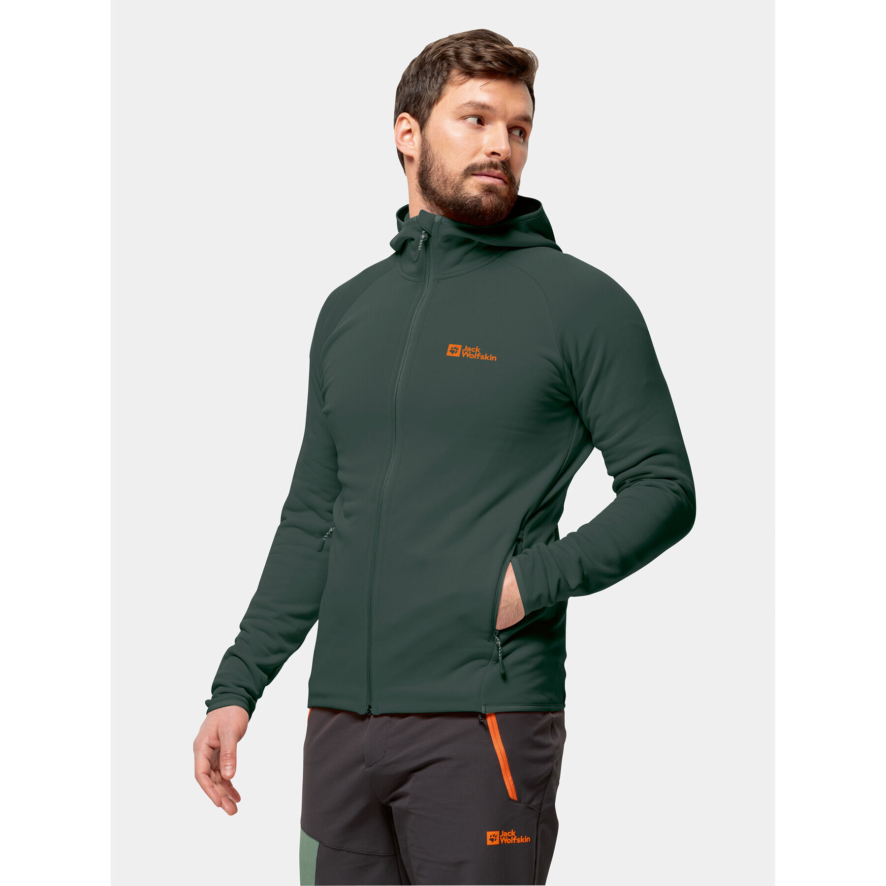 Jack Wolfskin Bluză tehnică Baiselberg Hooded Fz 1710541 Kaki Regular Fit - Pled.ro