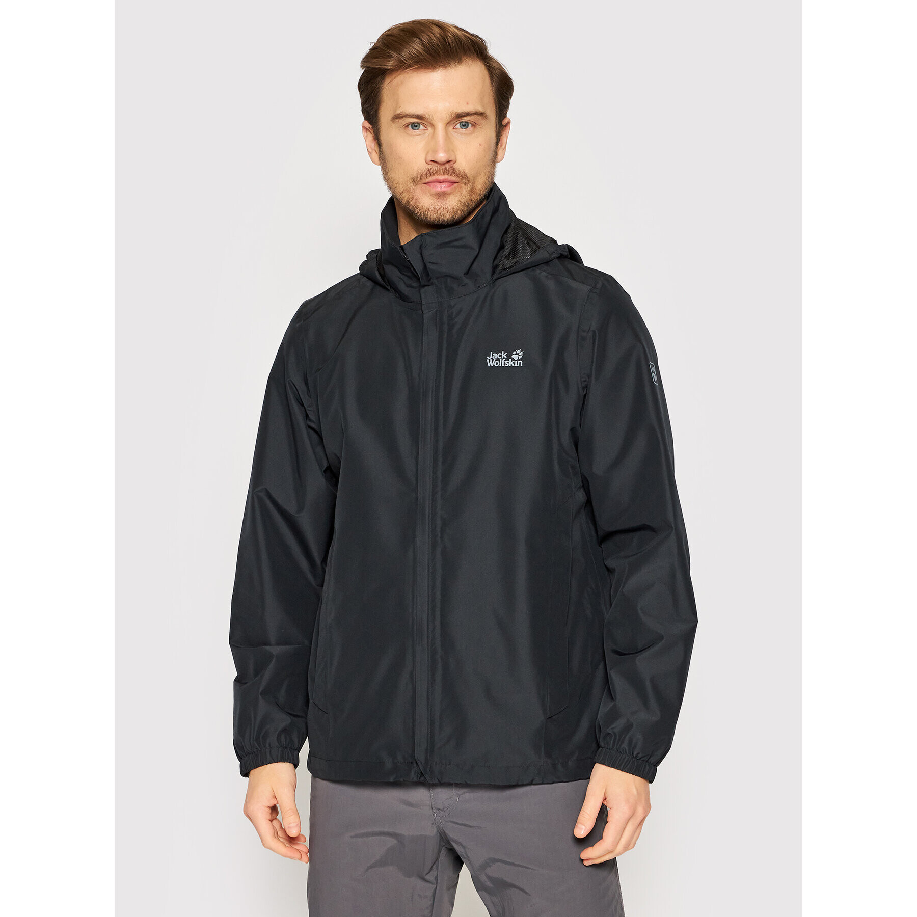 Jack Wolfskin Geacă de ploaie Stormy Point 1111141 Negru Regular Fit - Pled.ro