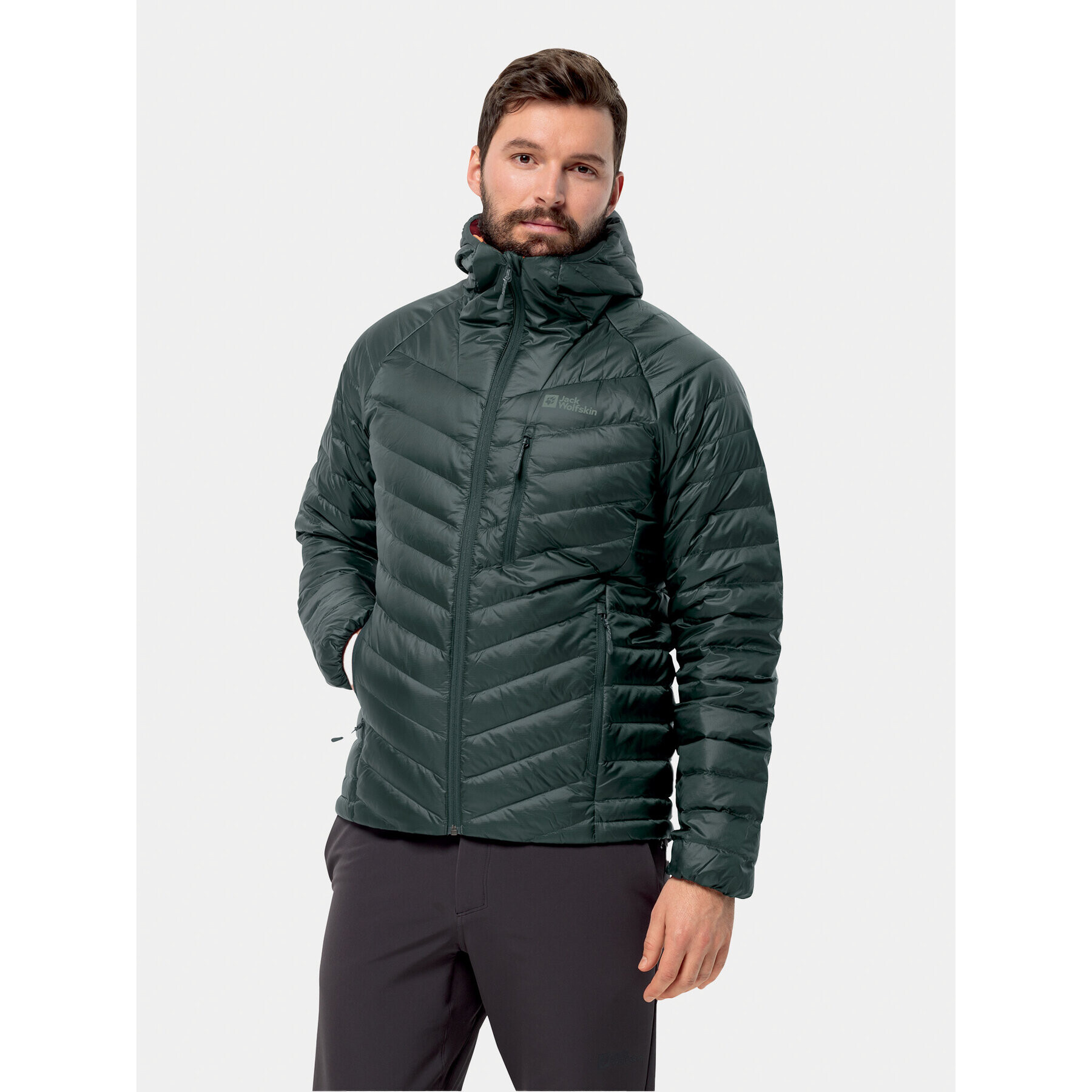 Jack Wolfskin Geacă din puf Passamani Down Hoody 1207241 Kaki Regular Fit - Pled.ro