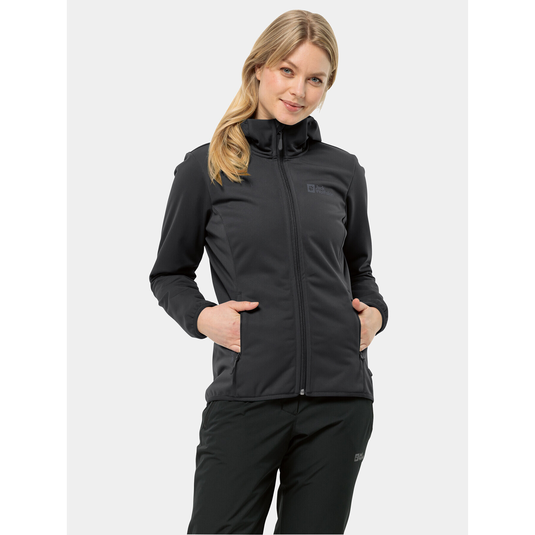 Jack Wolfskin Geacă softshell Windhain Hoody 1307481 Negru Regular Fit - Pled.ro