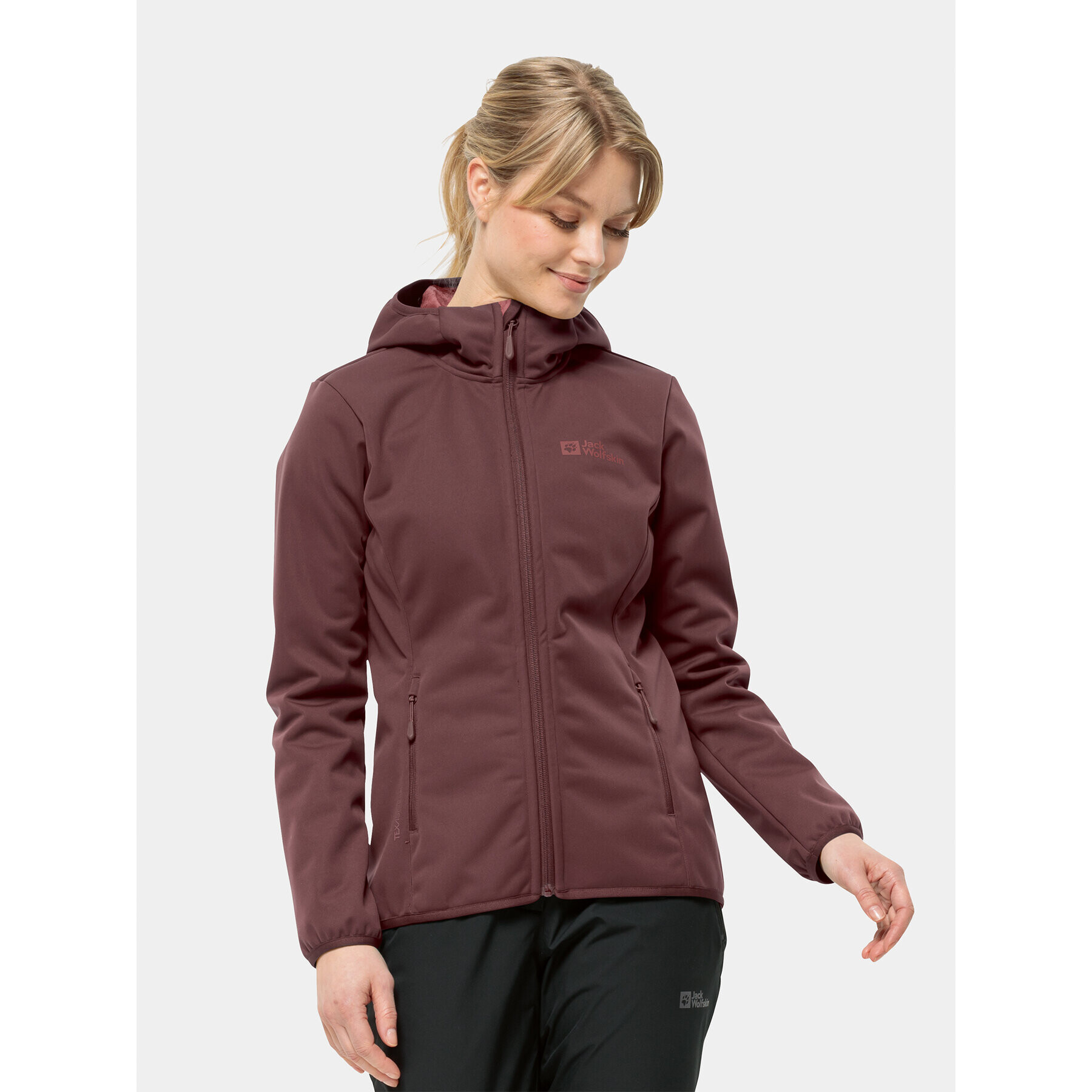 Jack Wolfskin Geacă softshell Windhain Hoody 1307481 Vișiniu Regular Fit - Pled.ro