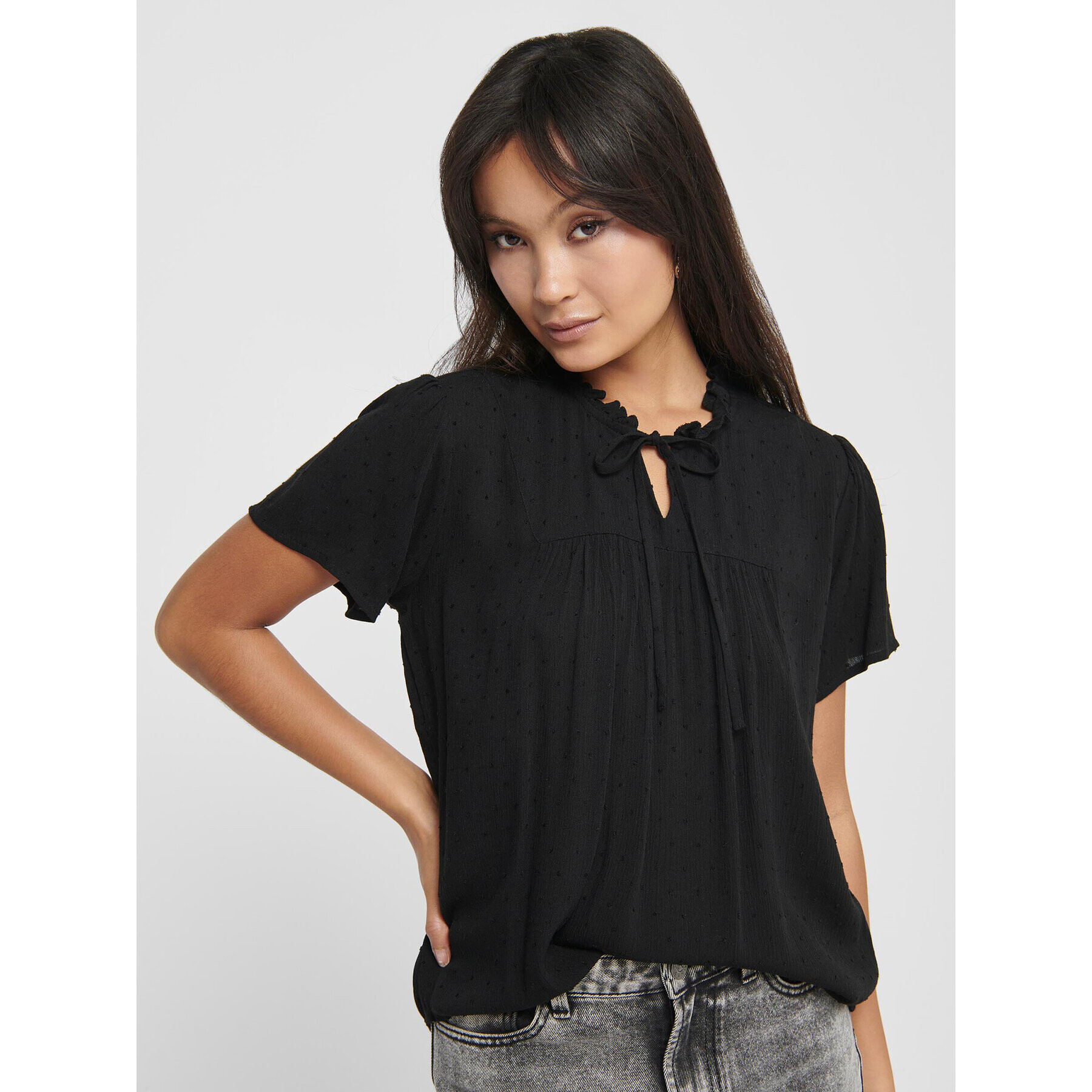 JDY Bluză 15207809 Negru Loose Fit - Pled.ro