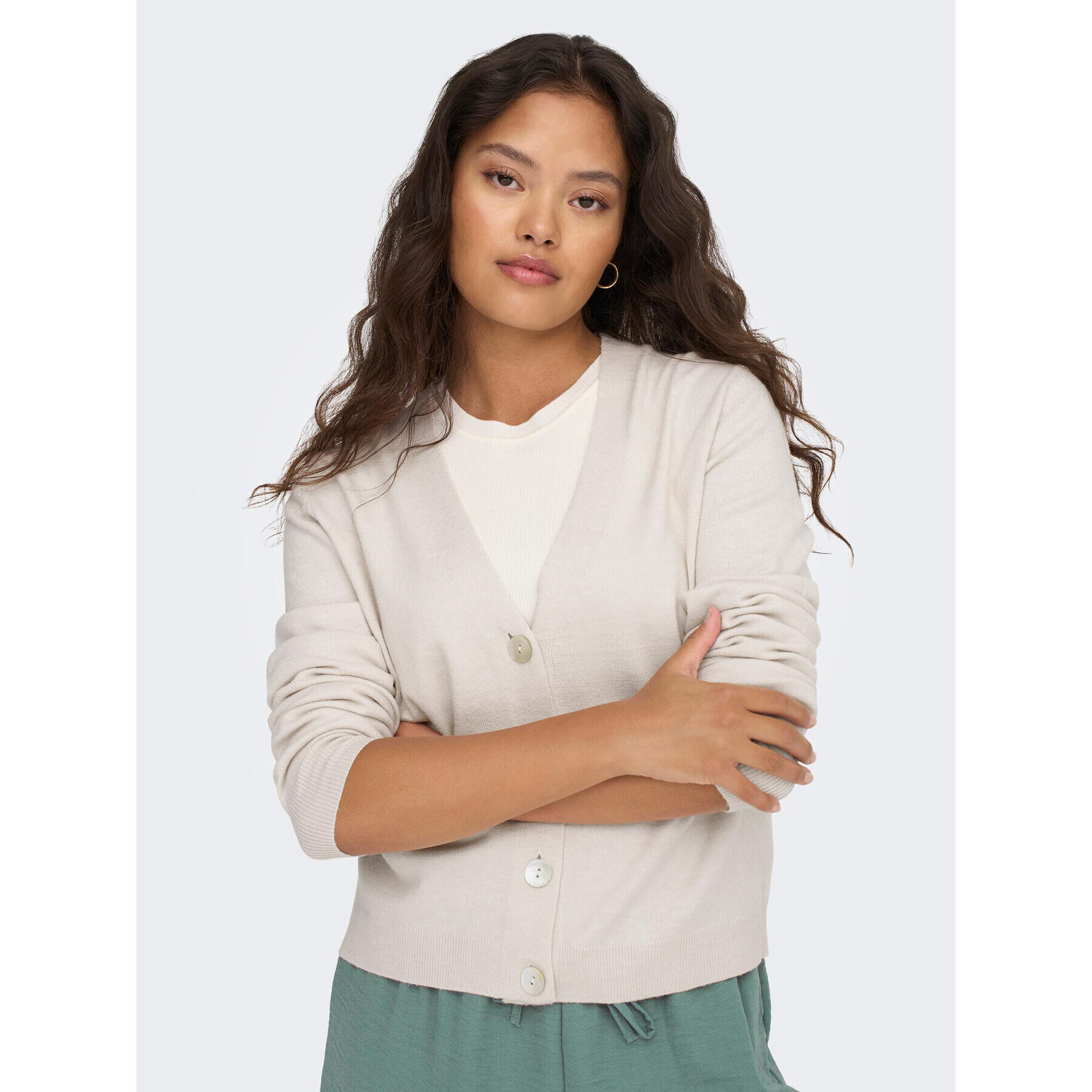 JDY Cardigan 15289372 Écru Regular Fit - Pled.ro