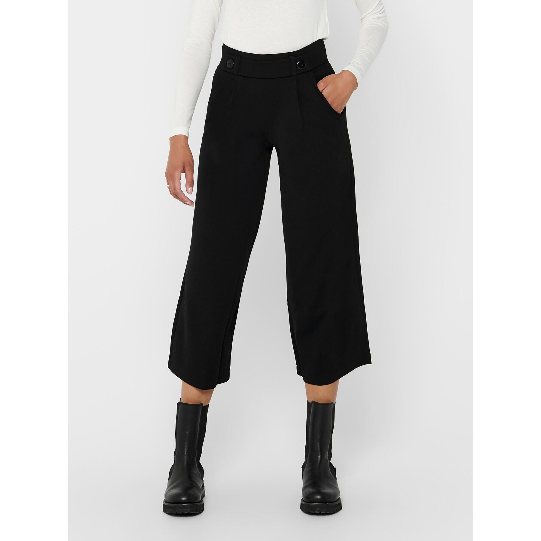 JDY Pantaloni culotte Geggo 15208417 Negru Wide Leg - Pled.ro