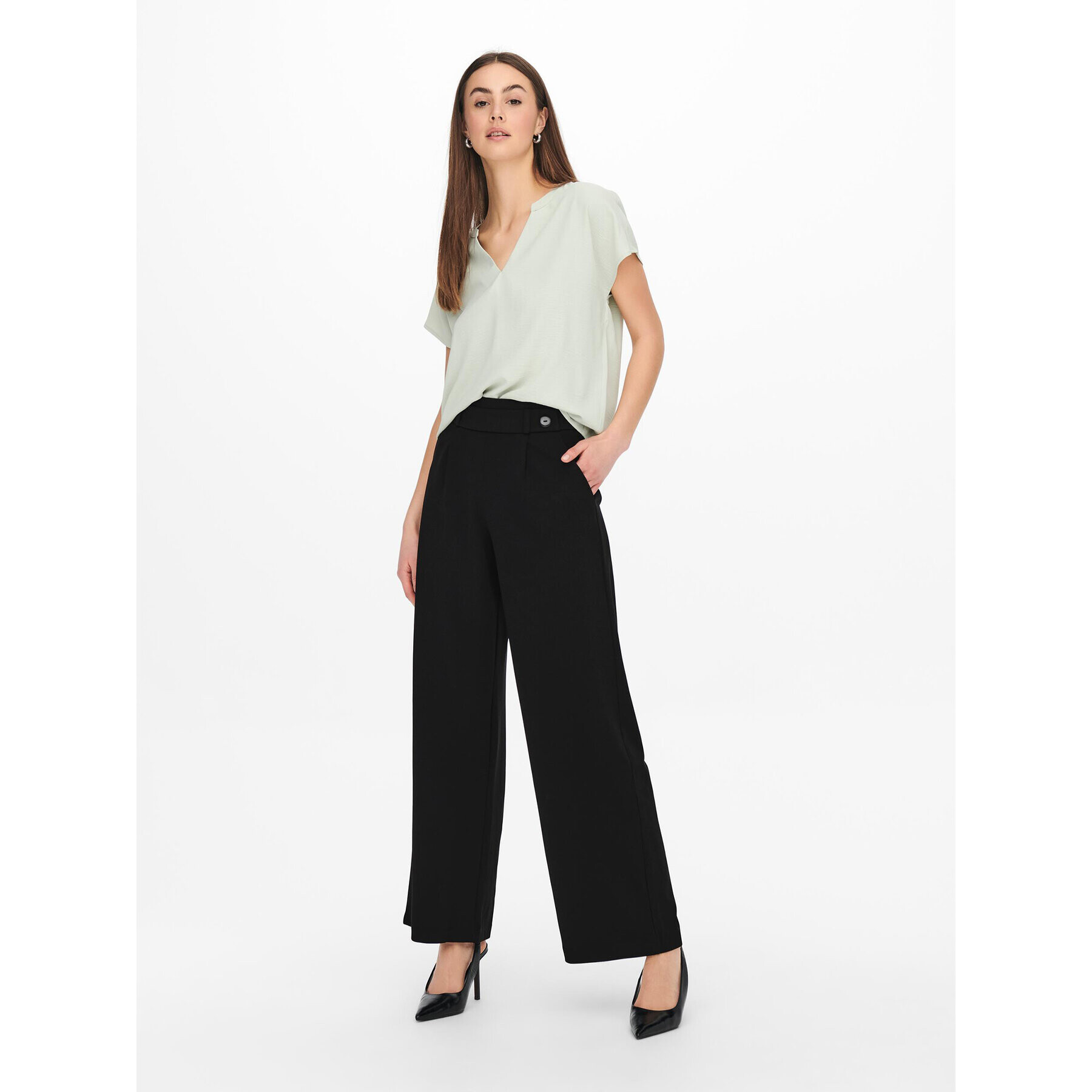 JDY Pantaloni din material Geggo 15208430 Negru Wide Leg - Pled.ro