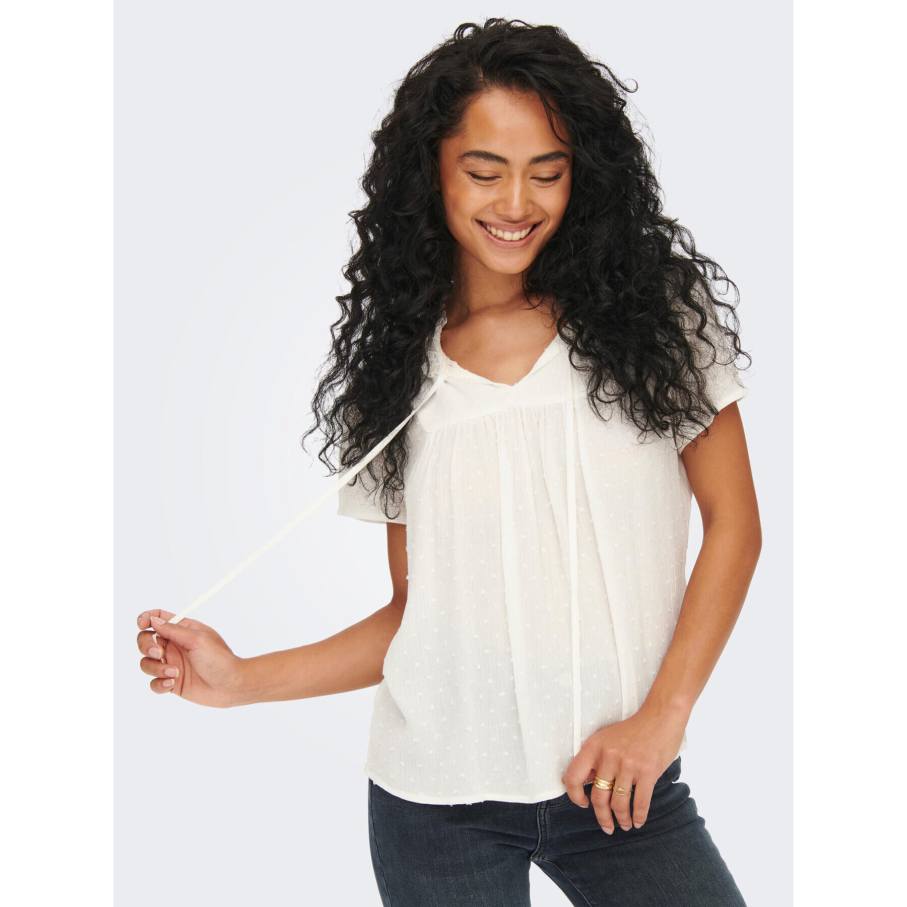 JDY Top 15207809 Alb Loose Fit - Pled.ro