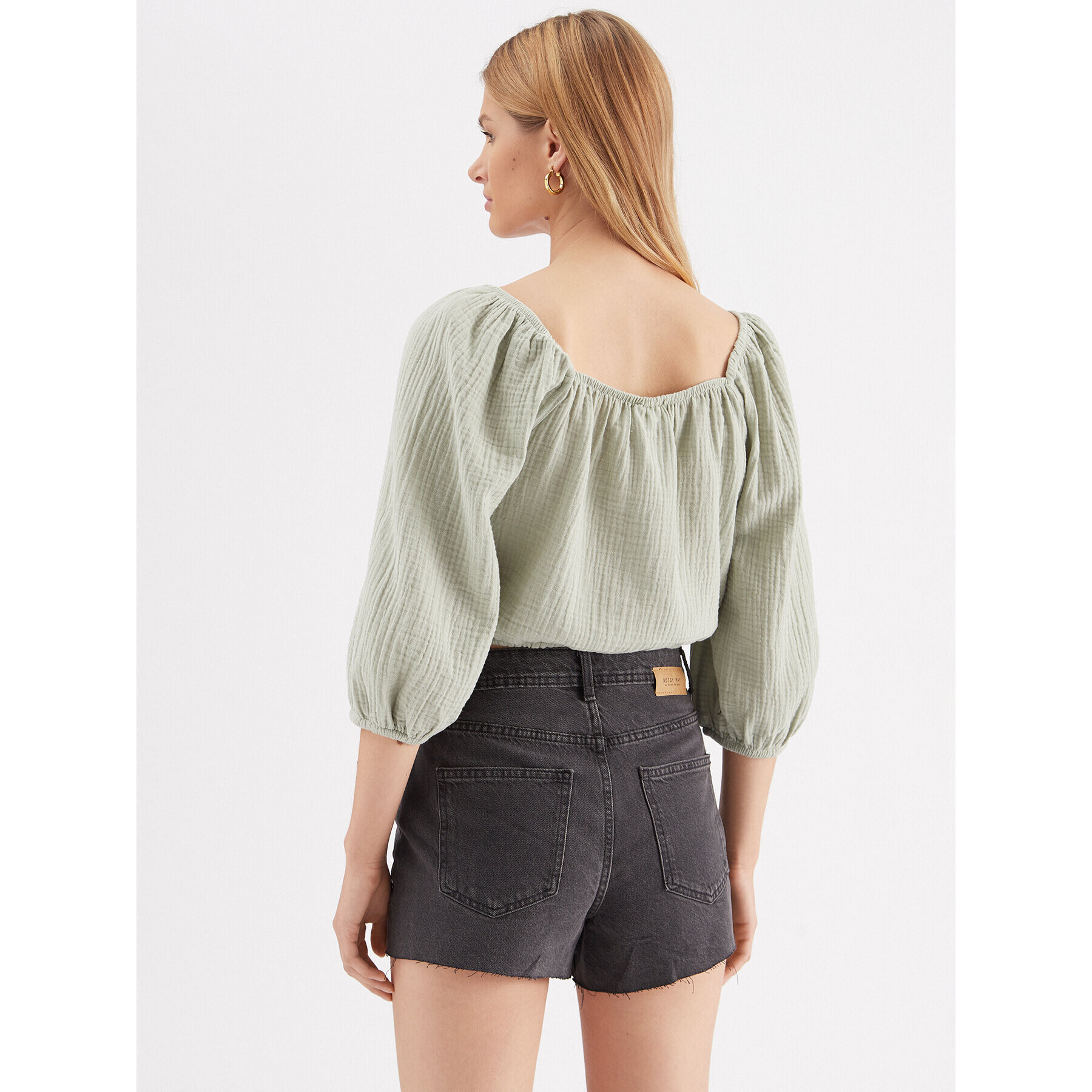 JDY Bluză 15288358 Verde Cropped Fit - Pled.ro