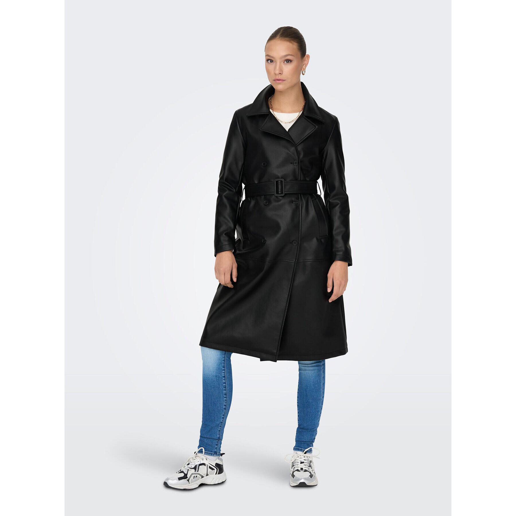 JDY Trench 15302152 Negru Regular Fit - Pled.ro