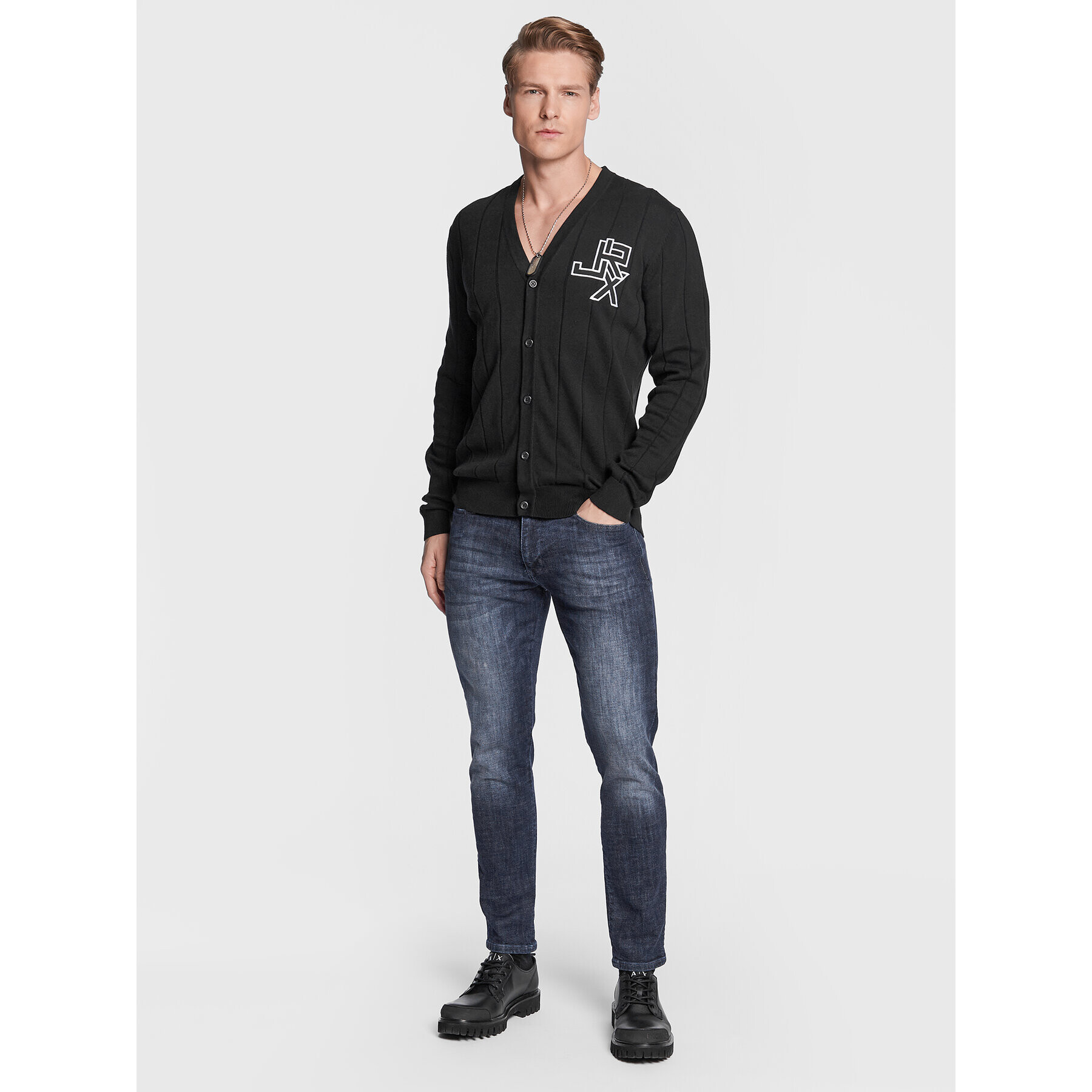 John Richmond Cardigan UMP23113CD Negru Regular Fit - Pled.ro