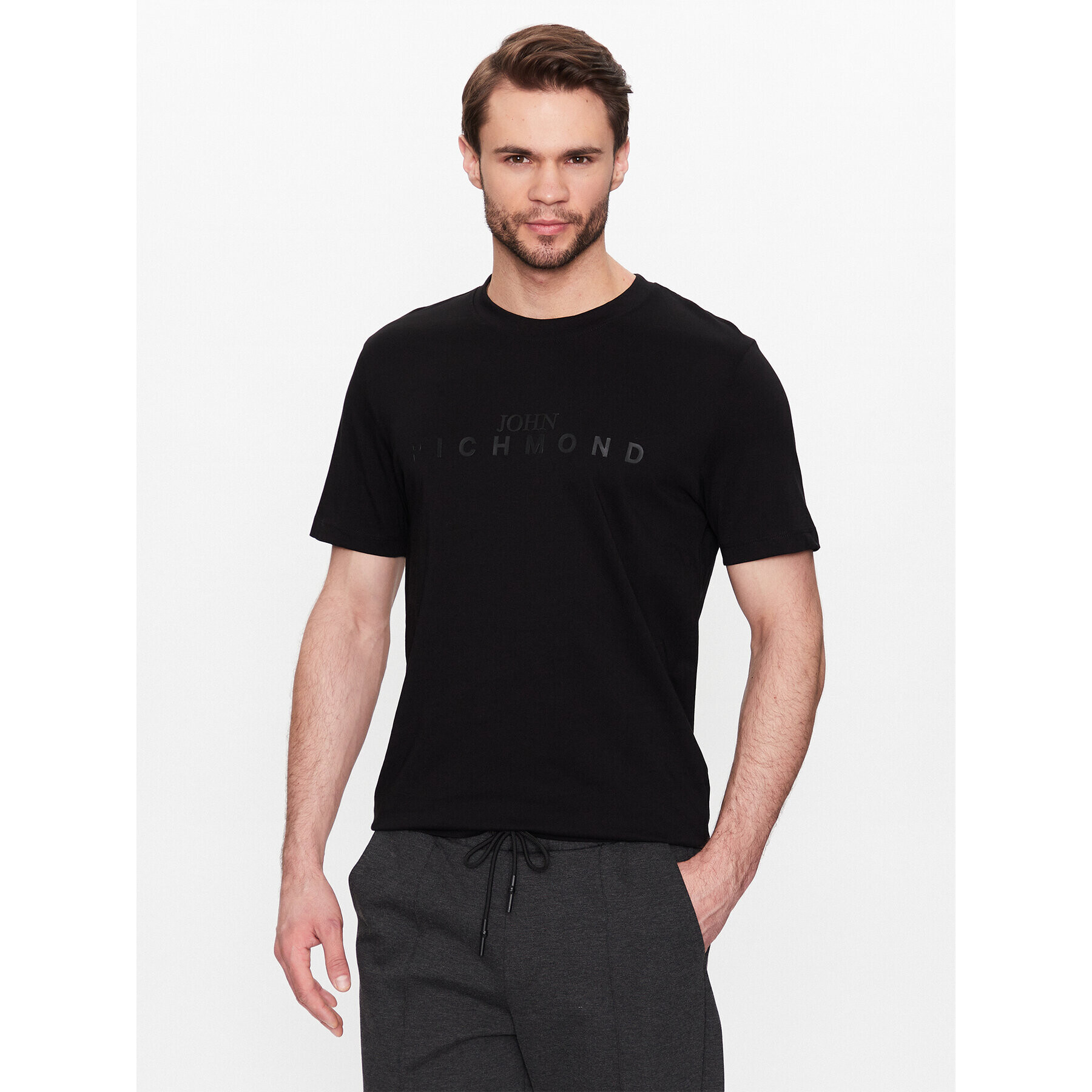 John Richmond Tricou Maicon RMP23231TS Negru Regular Fit - Pled.ro