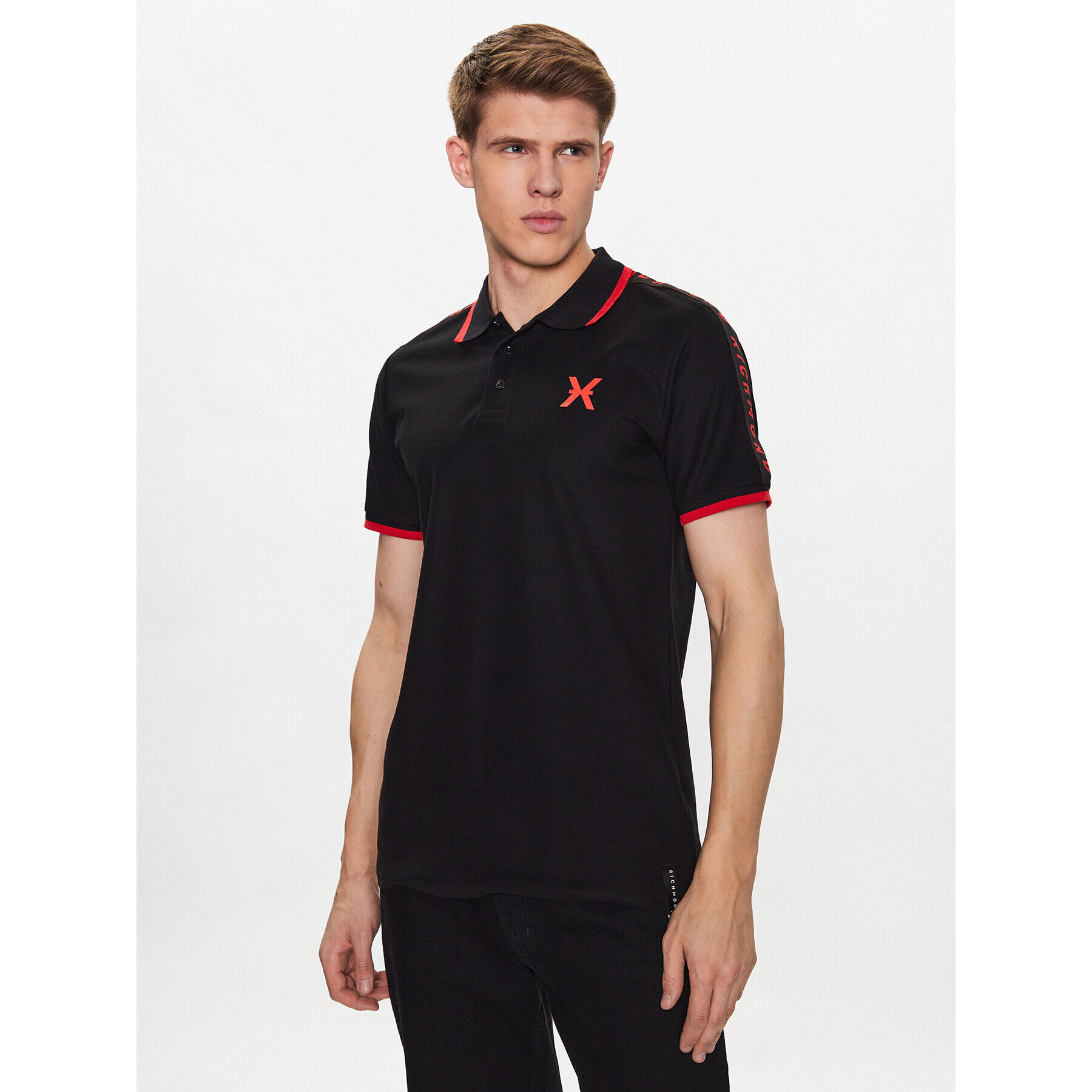 John Richmond Tricou polo UMP23010PO Negru Regular Fit - Pled.ro