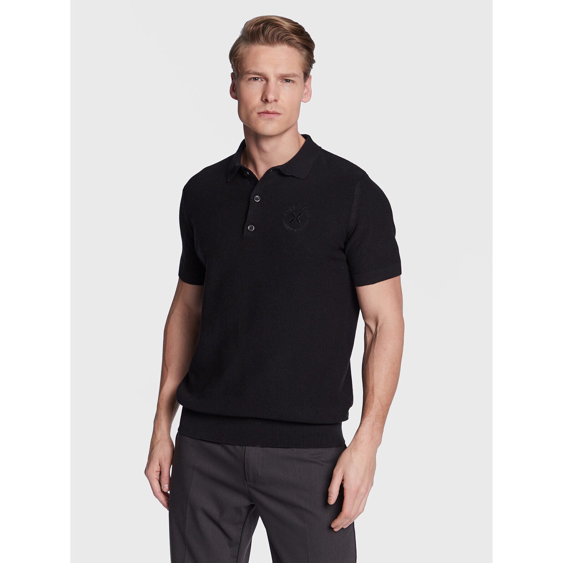 John Richmond Tricou polo UMP23111PO Negru Regular Fit - Pled.ro