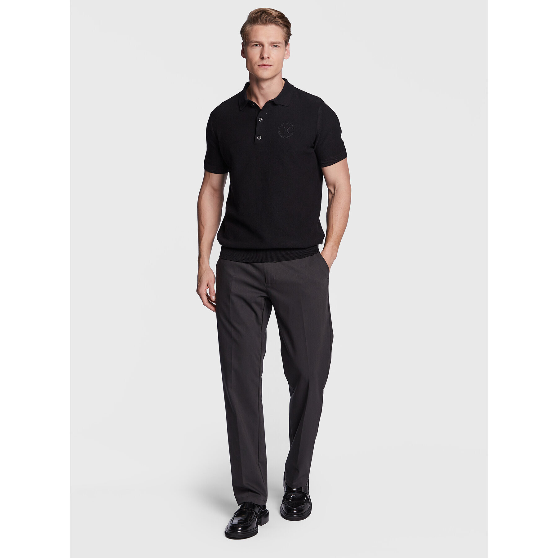 John Richmond Tricou polo UMP23111PO Negru Regular Fit - Pled.ro