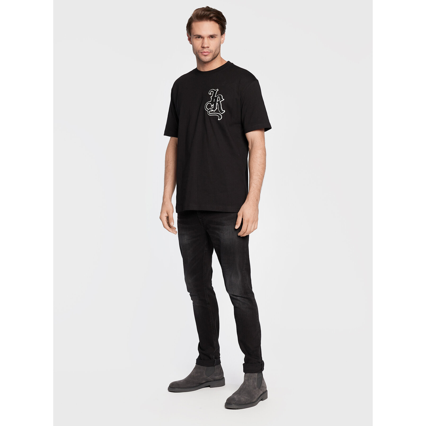 John Richmond Tricou RMA22076TS Negru Regular Fit - Pled.ro