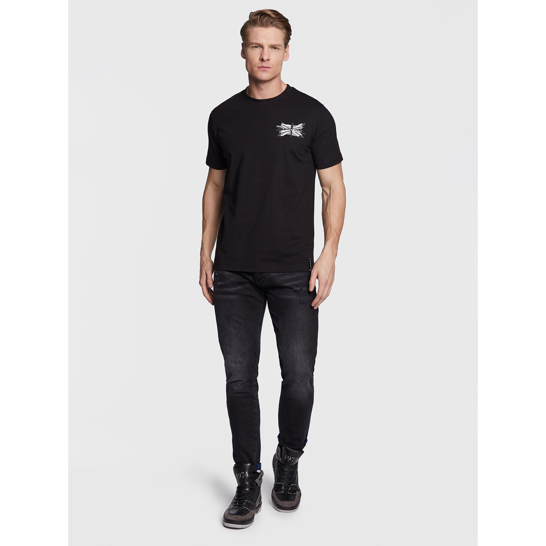 John Richmond Tricou UMP23039TS Negru Regular Fit - Pled.ro