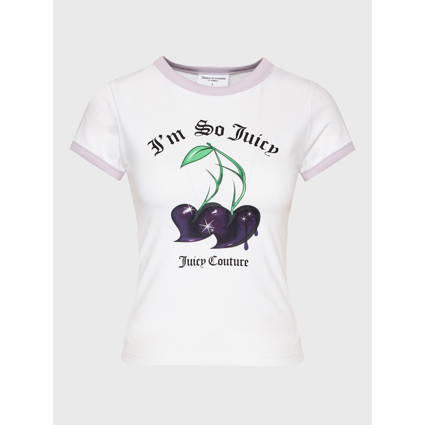 Juicy Couture Tricou Cherry JCWCT123306 Alb Slim Fit - Pled.ro