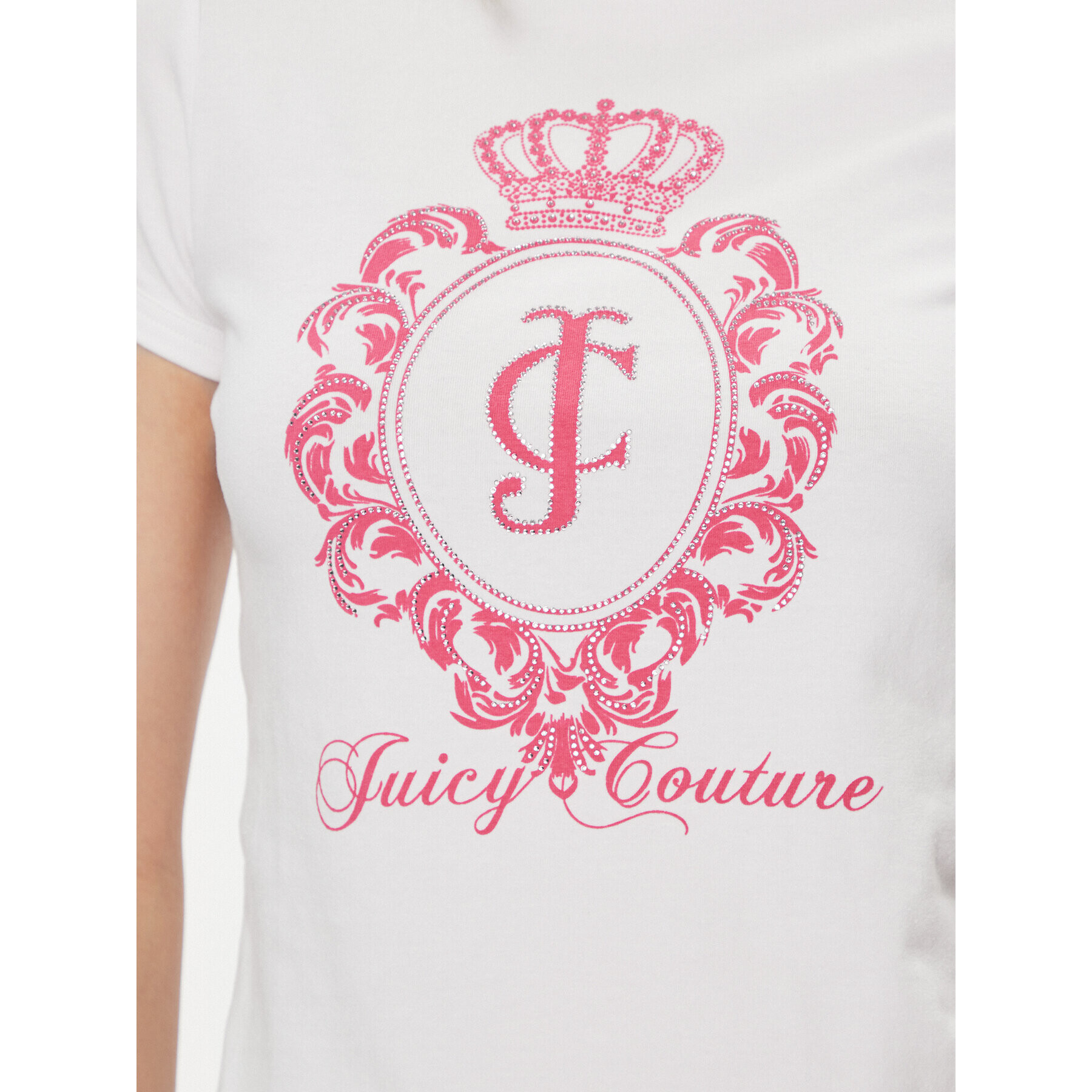 Juicy Couture Tricou Heritage Crest Tee JCWCT24337 Alb Slim Fit - Pled.ro