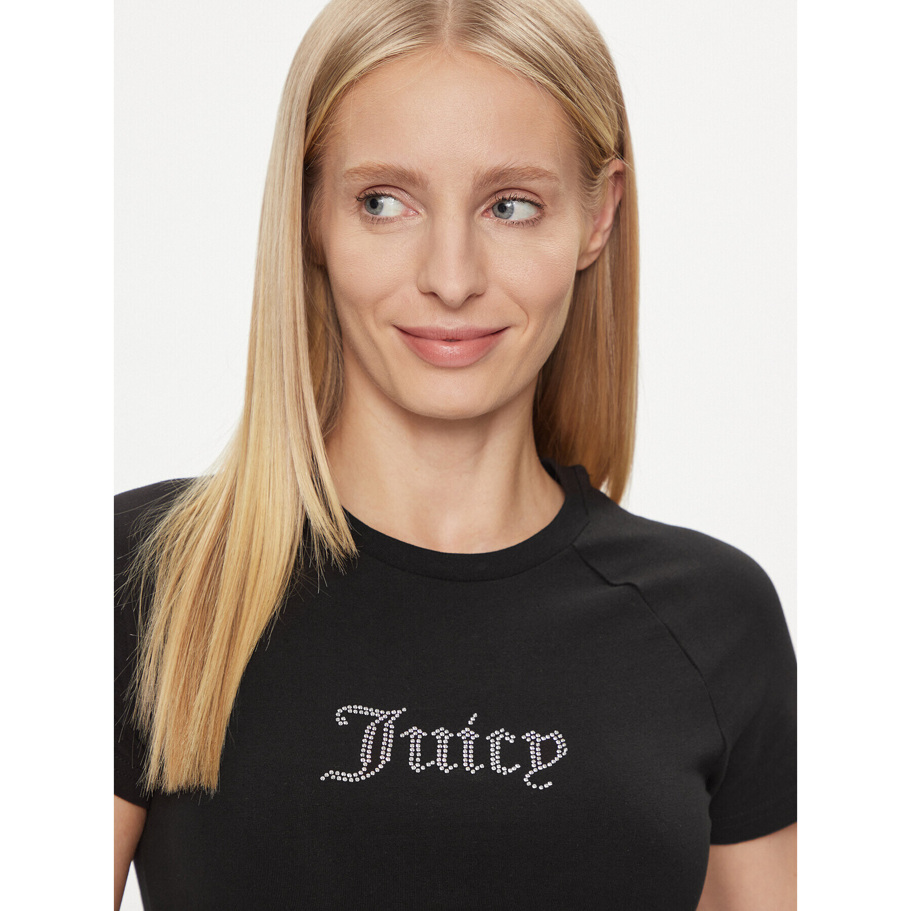 Juicy Couture Tricou Shrunken Diamante JCMCT223257 Negru Slim Fit - Pled.ro