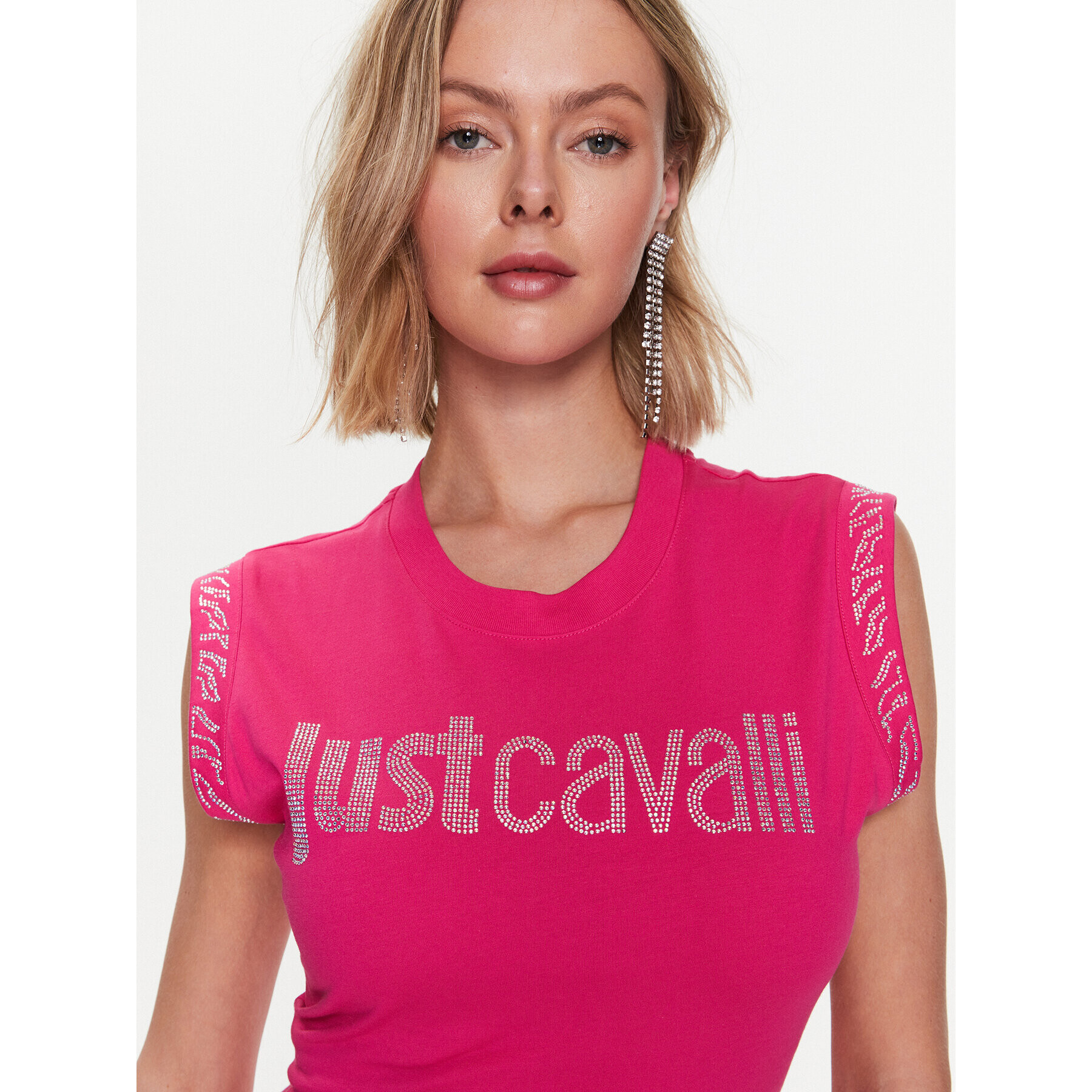 Just Cavalli Rochie de zi 74PBOE01 Roz Slim Fit - Pled.ro