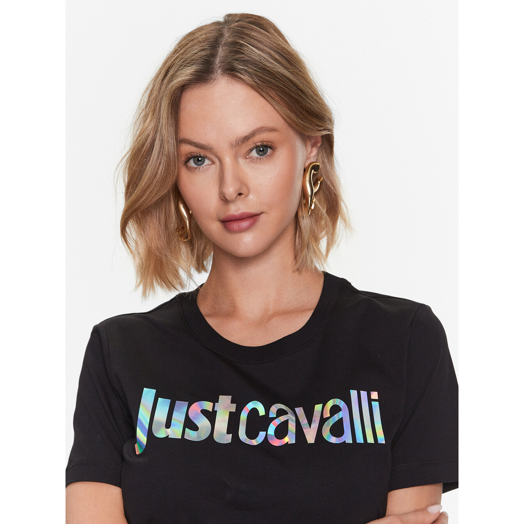 Just Cavalli Rochie de zi 74PBOG00 Negru Regular Fit - Pled.ro