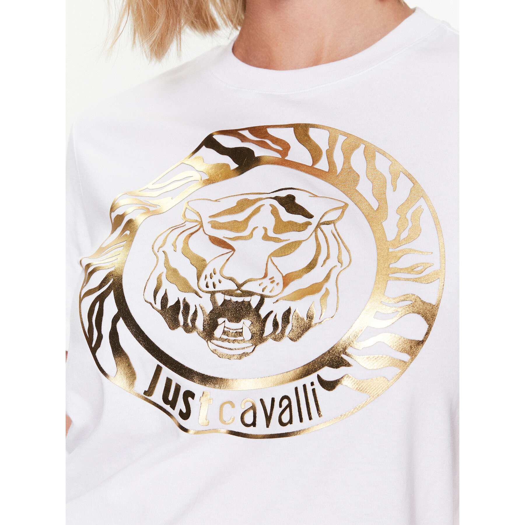 Just Cavalli Tricou 74PBHF03 Alb Regular Fit - Pled.ro