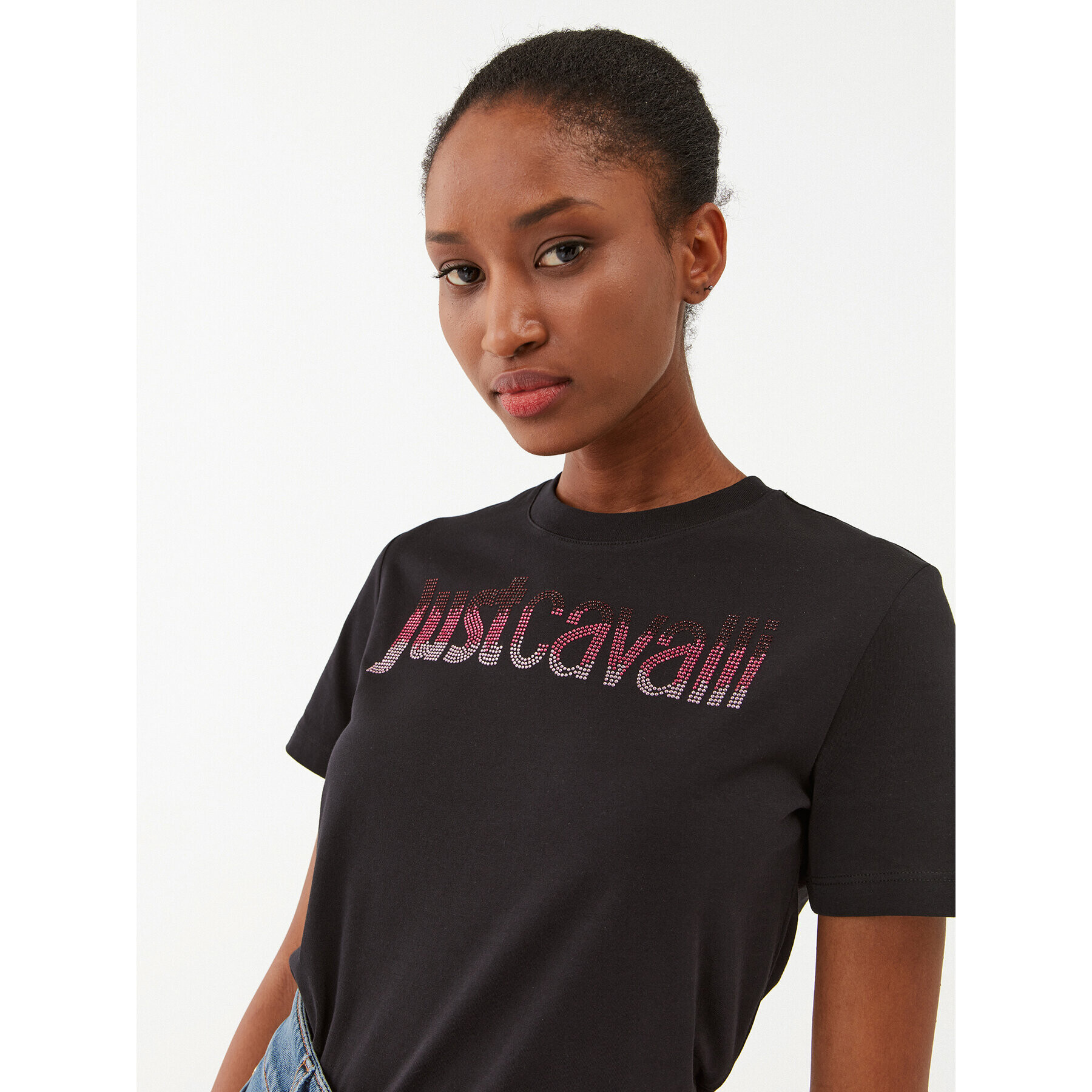 Just Cavalli Tricou 75PAHE00 Negru Regular Fit - Pled.ro