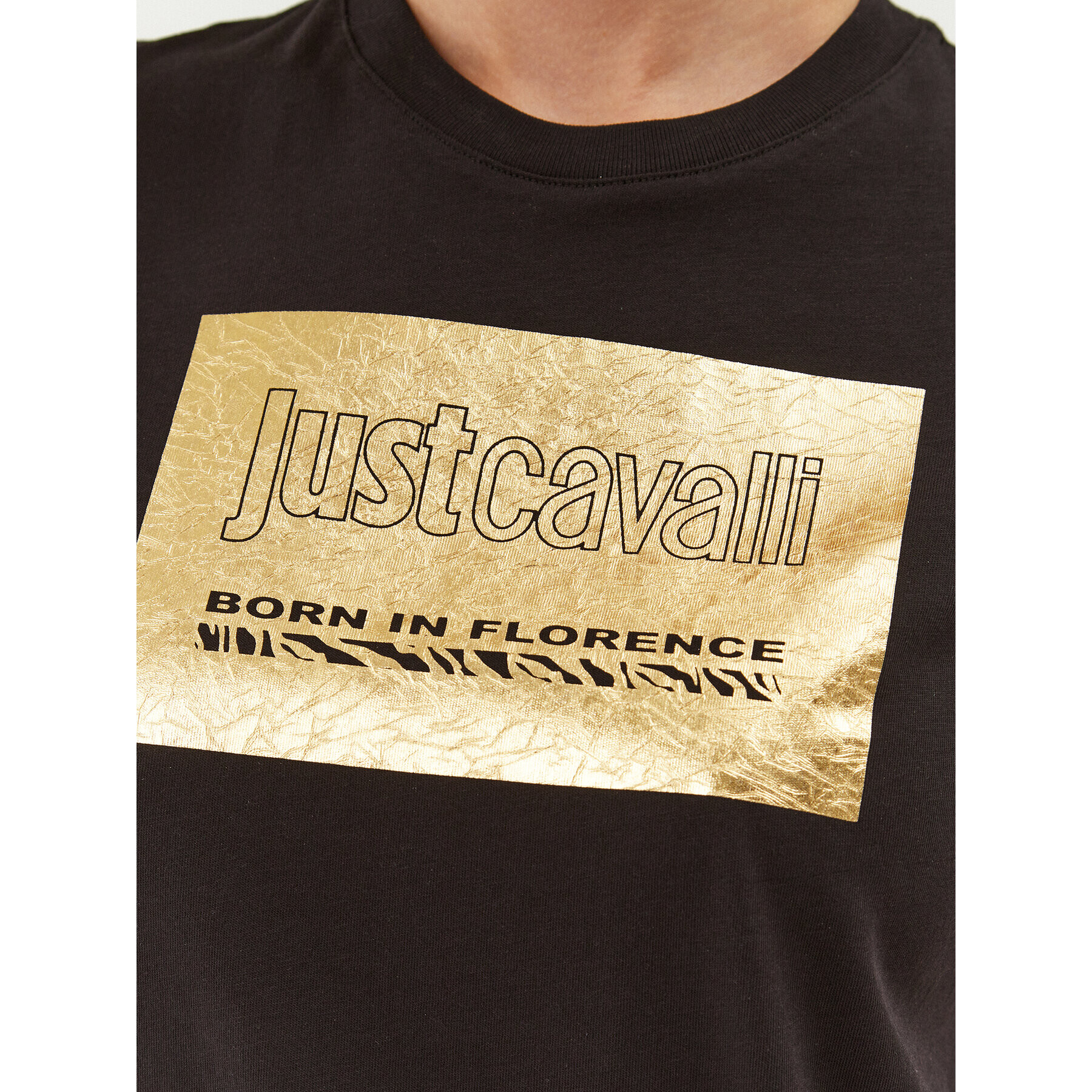 Just Cavalli Tricou 75PAHG06 Negru Regular Fit - Pled.ro