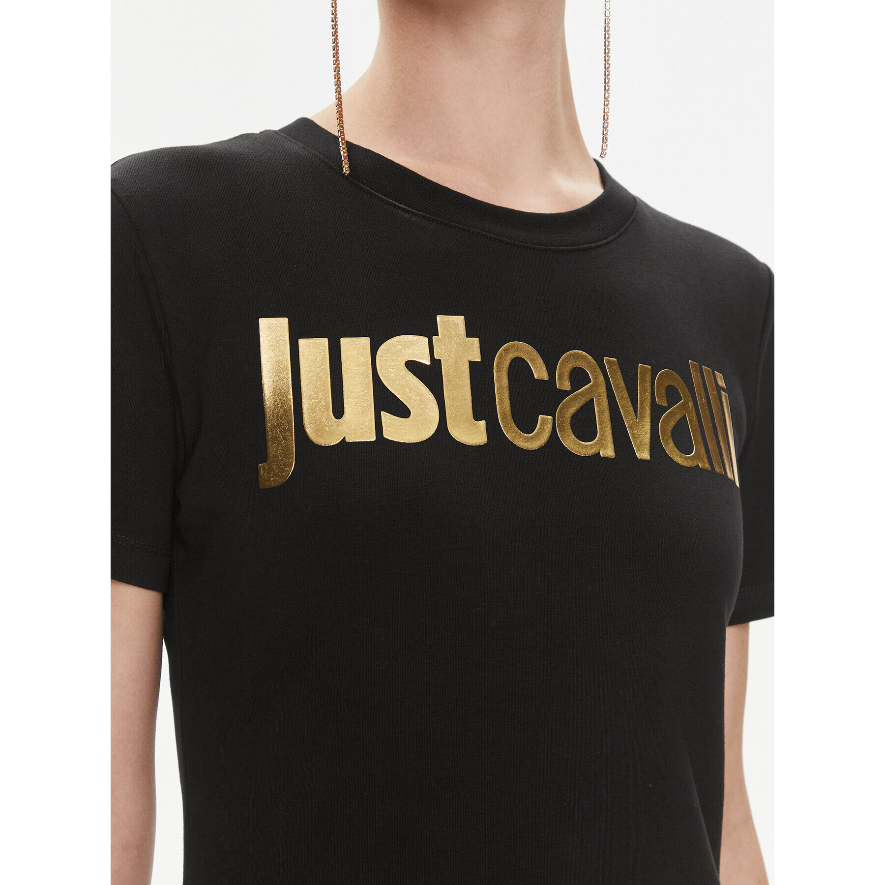 Just Cavalli Tricou 75PAHT00 Negru Regular Fit - Pled.ro