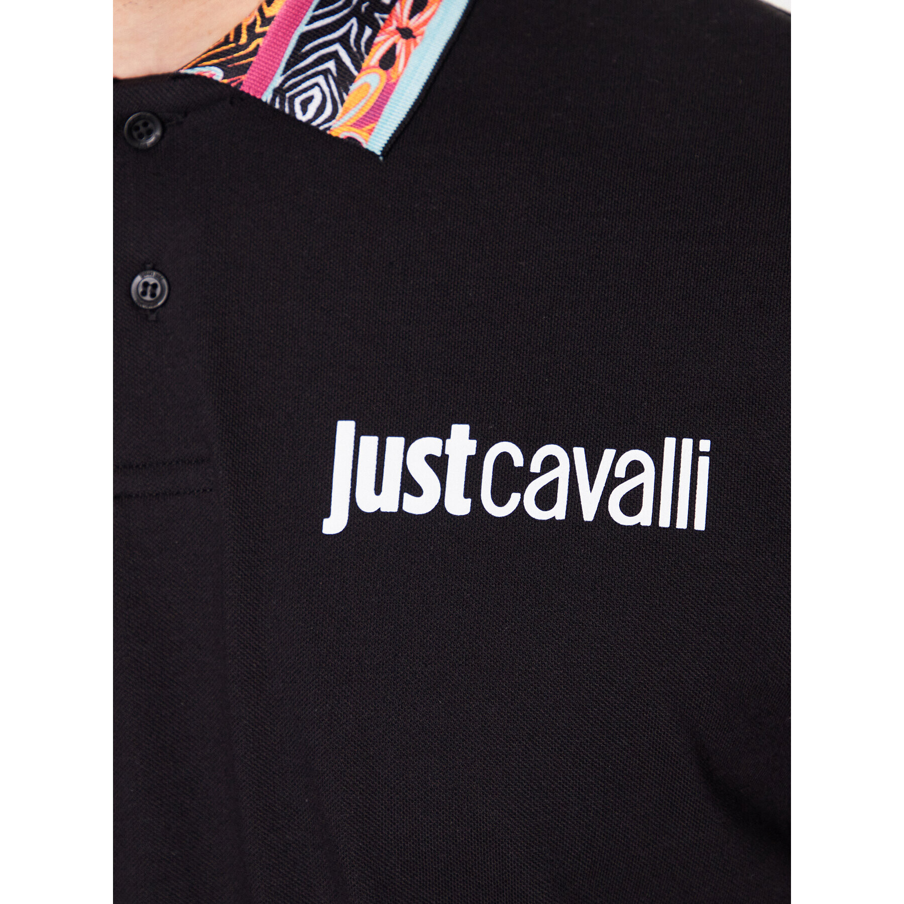 Just Cavalli Tricou polo 74OBGF01 Negru Regular Fit - Pled.ro