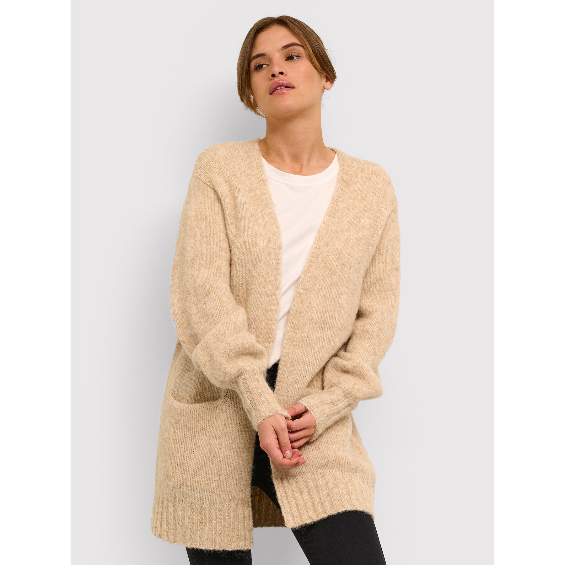 Kaffe Cardigan Kaalioma 10505567 Bej Loose Fit - Pled.ro