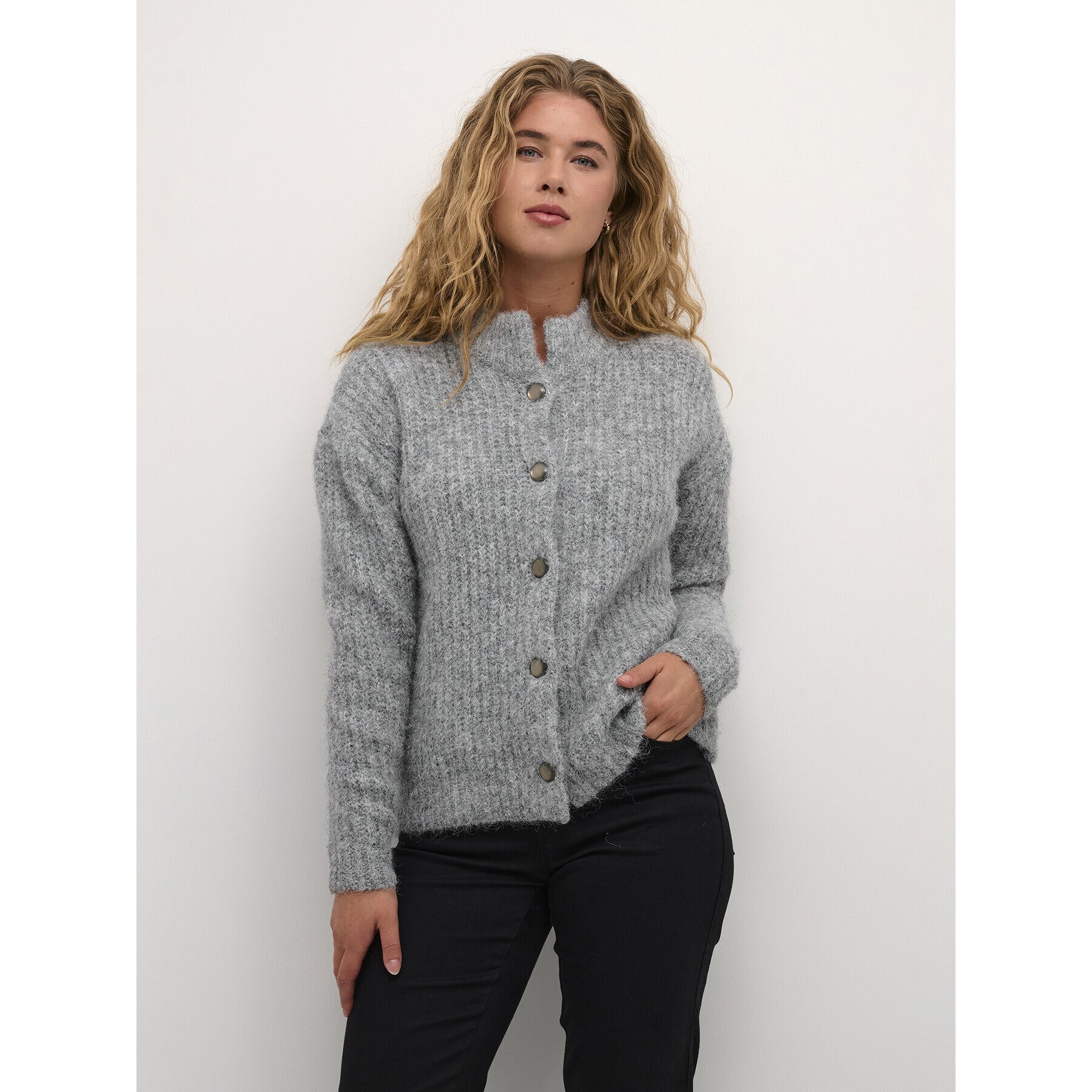 Kaffe Cardigan Kaane 10507843 Gri Loose Fit - Pled.ro