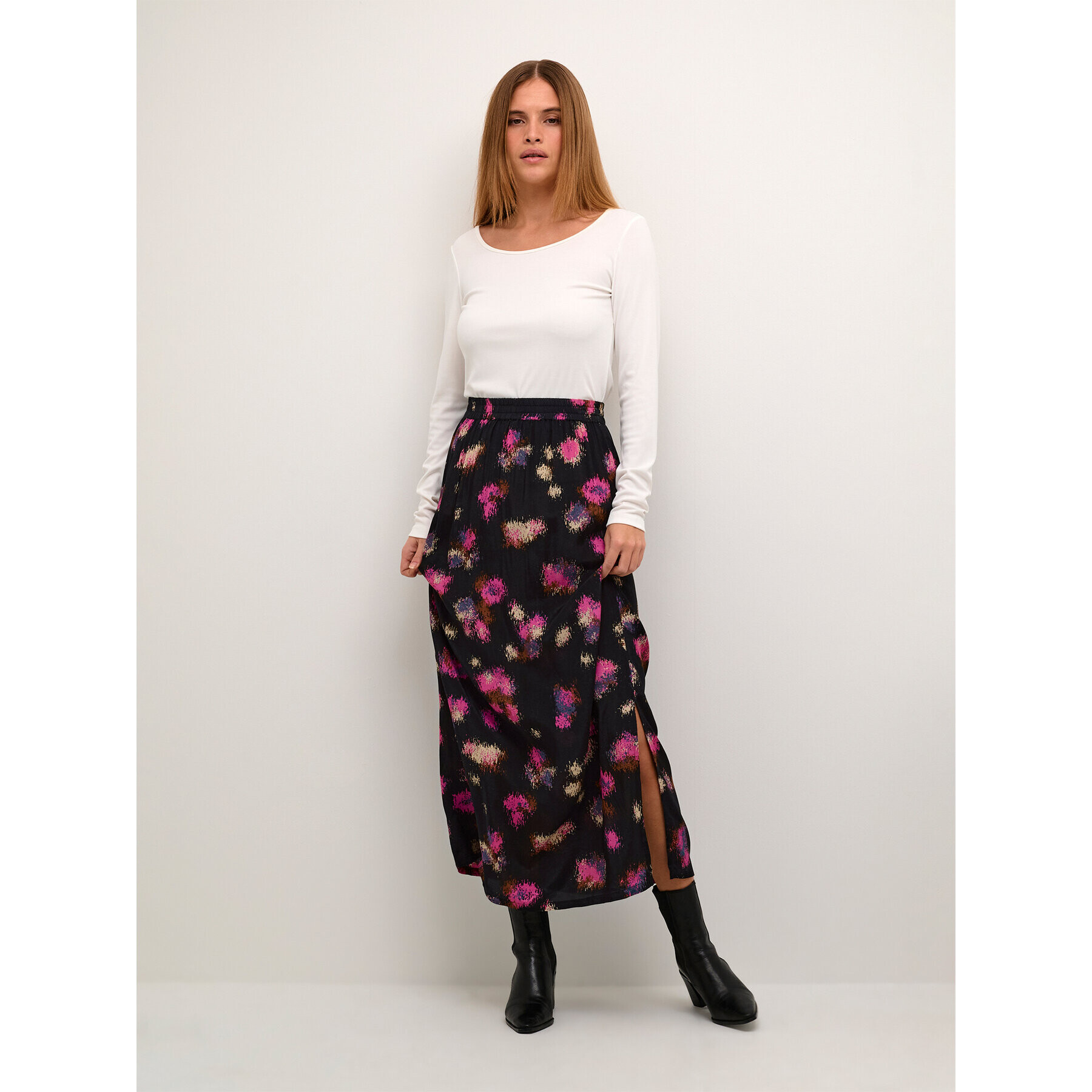 Kaffe Fustă midi Lita 10507603 Negru Regular Fit - Pled.ro