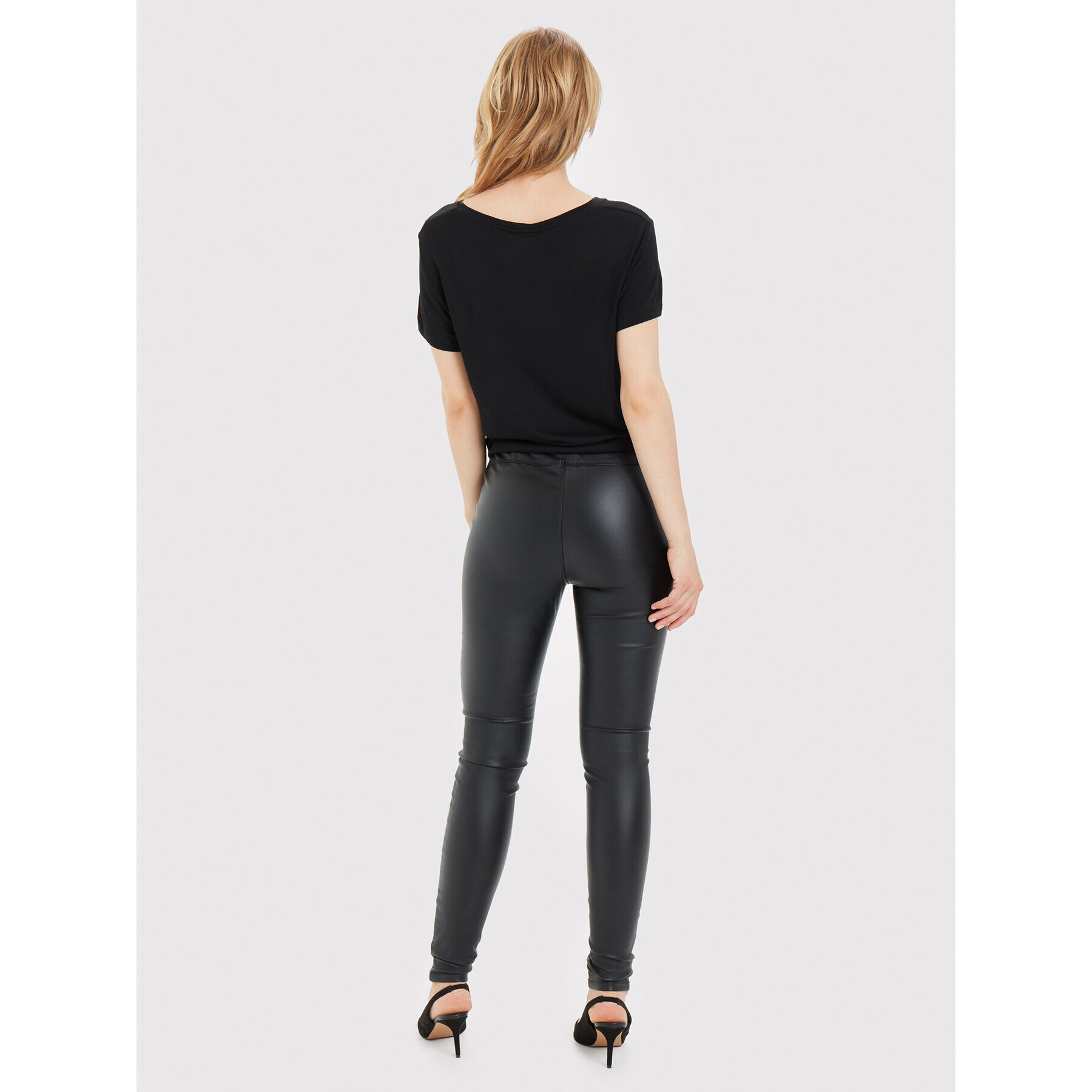 Kaffe Pantaloni din imitație de piele Ada Coated 10501626 Negru Slim Fit - Pled.ro