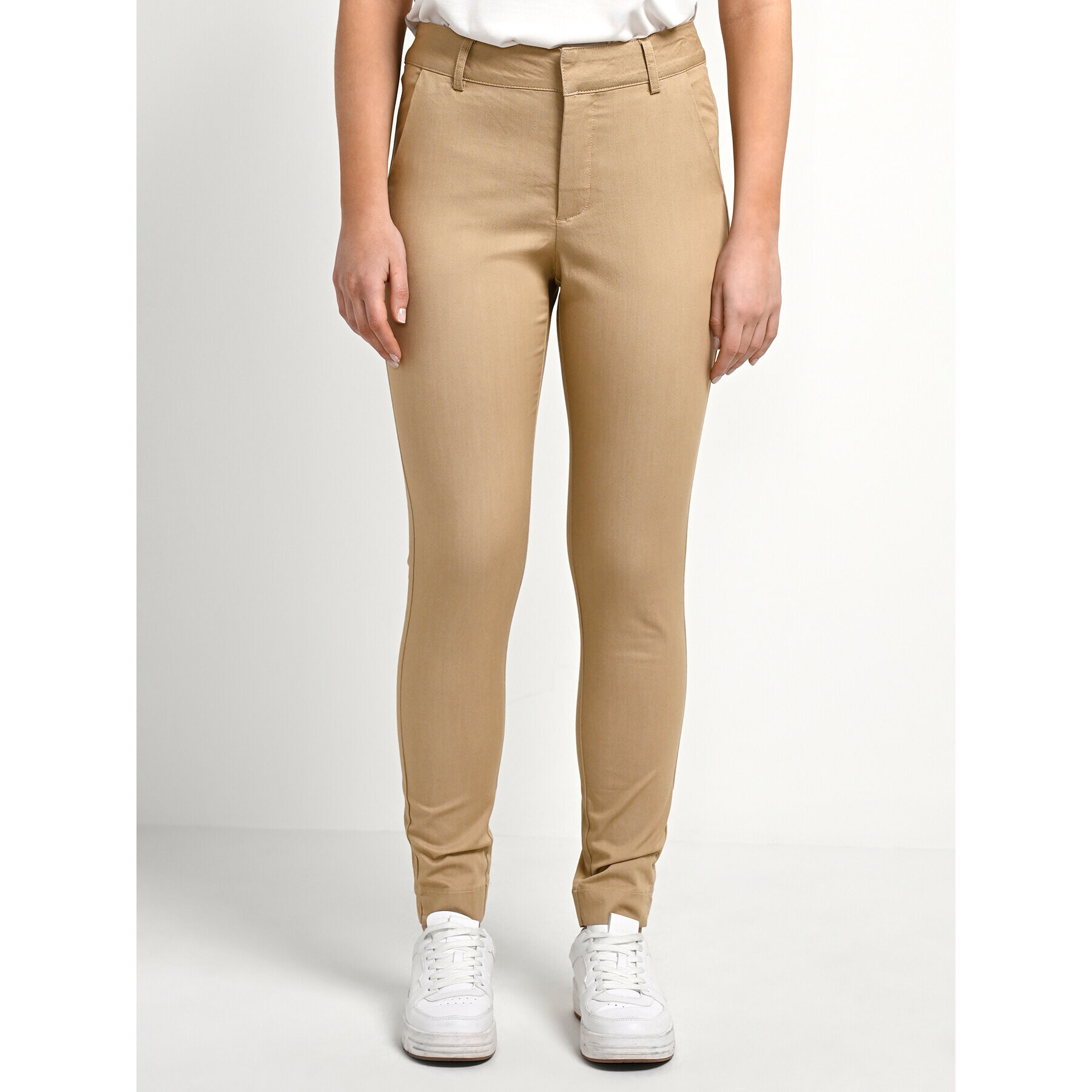 Kaffe Pantaloni din material Lea 10505191 Bej Slim Fit - Pled.ro