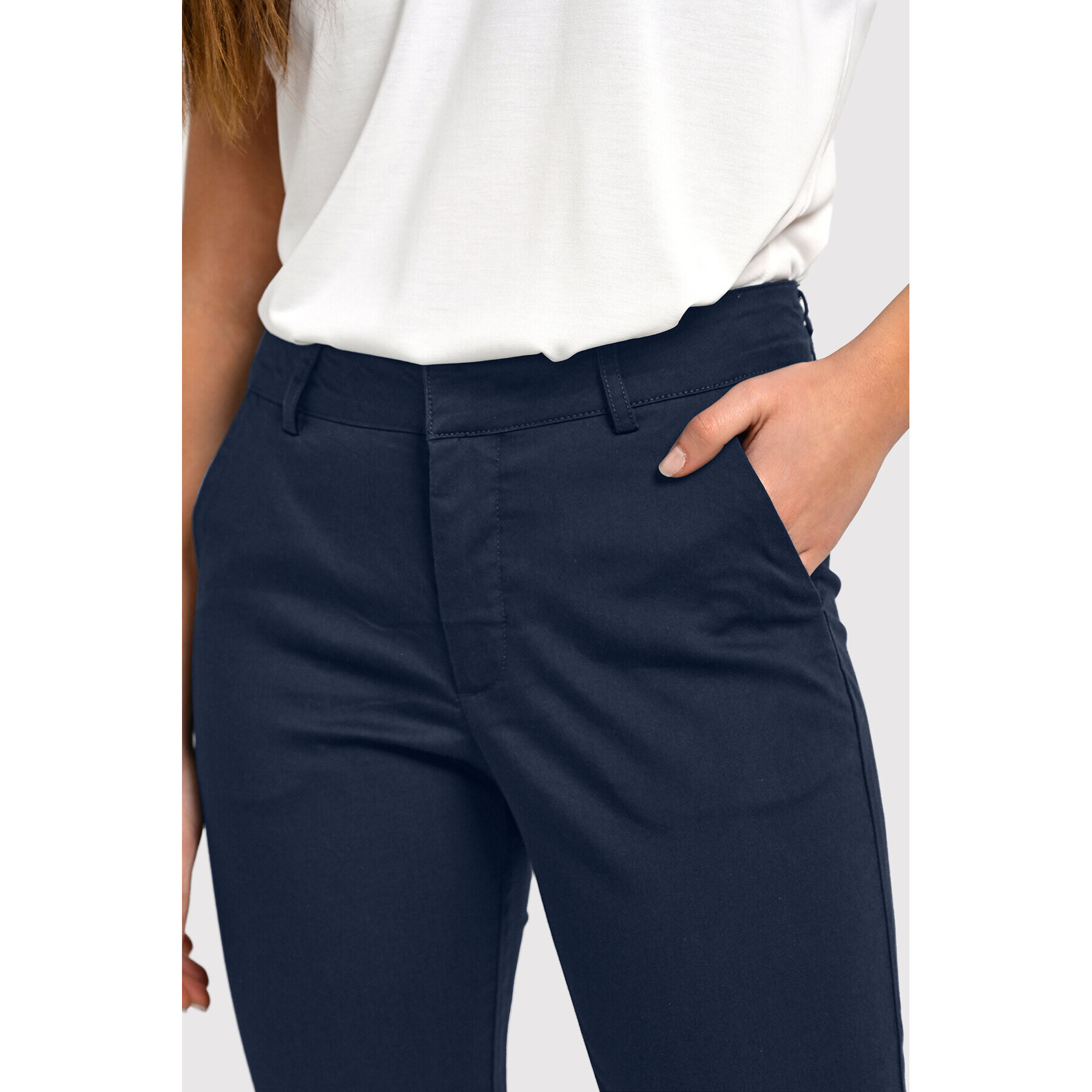 Kaffe Pantaloni din material Lea 10505191 Bleumarin Slim Fit - Pled.ro