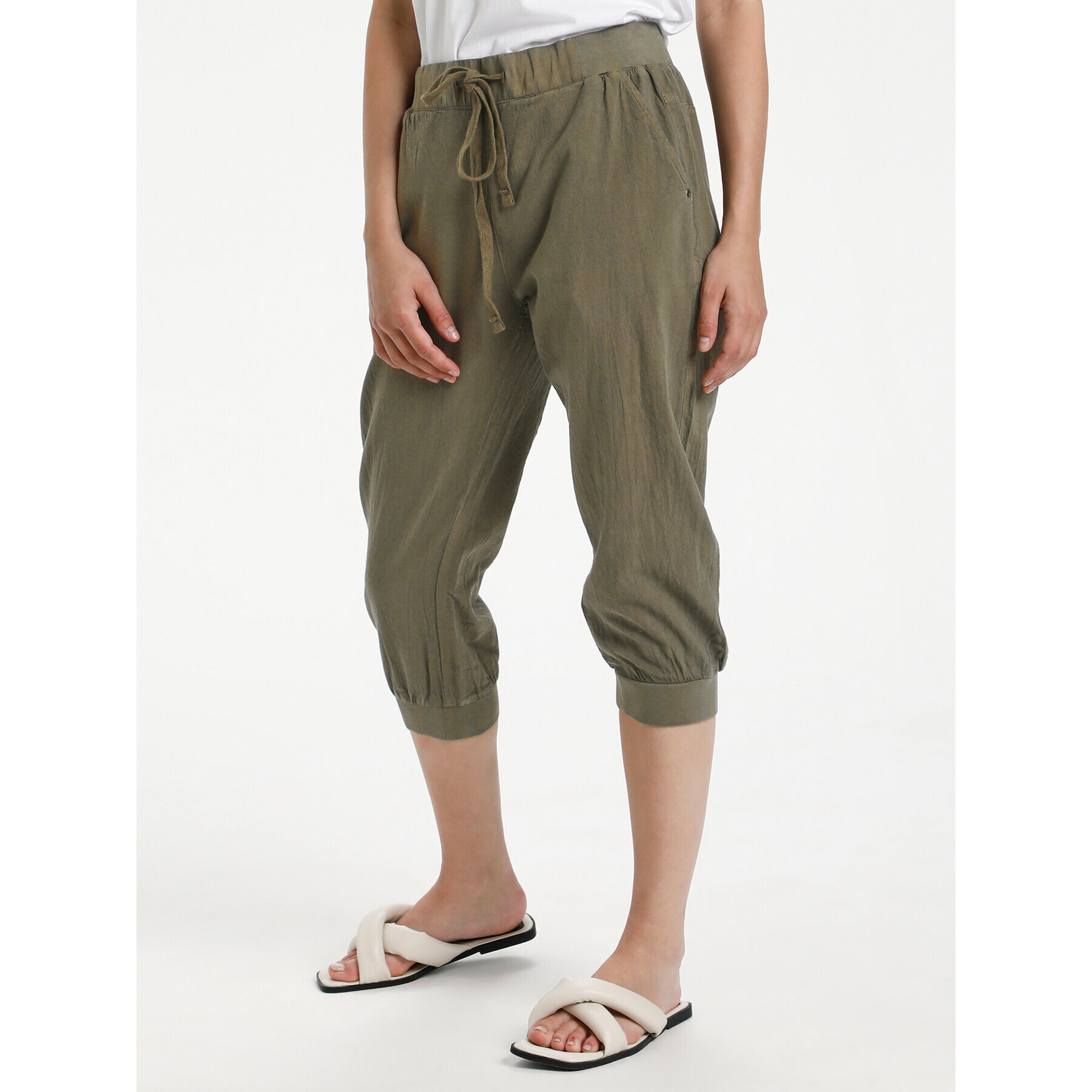 Kaffe Pantaloni din material Naya 10502803 Verde Regular Fit - Pled.ro