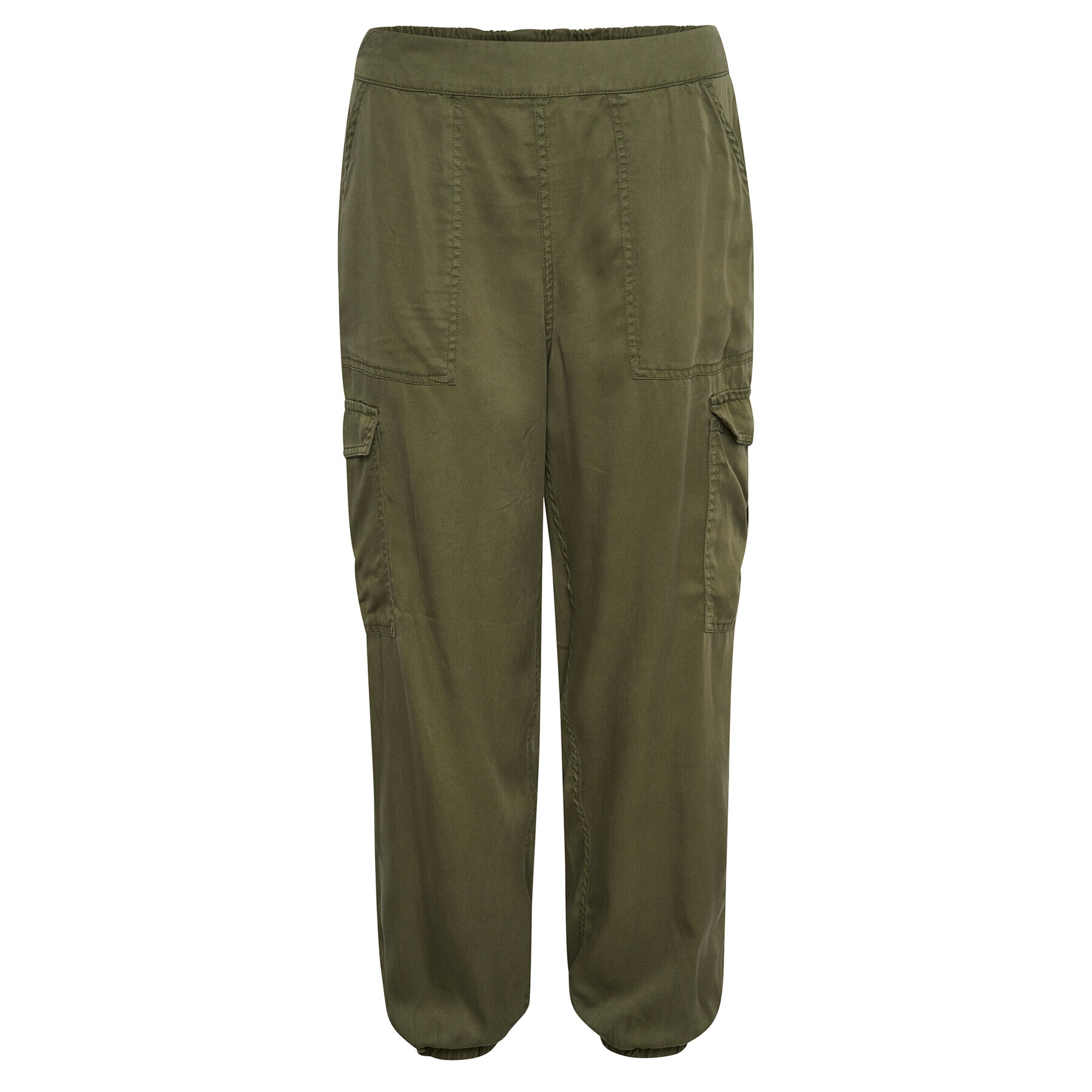 Kaffe Pantaloni din material Zilia 10507507 Verde Relaxed Fit - Pled.ro