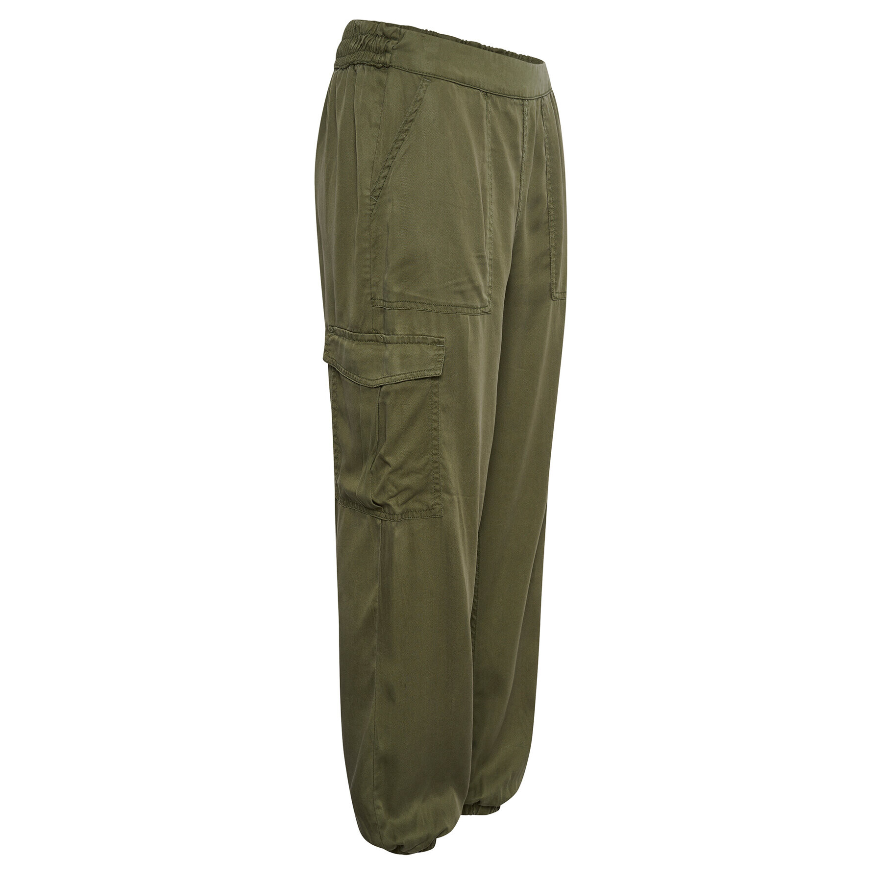 Kaffe Pantaloni din material Zilia 10507507 Verde Relaxed Fit - Pled.ro